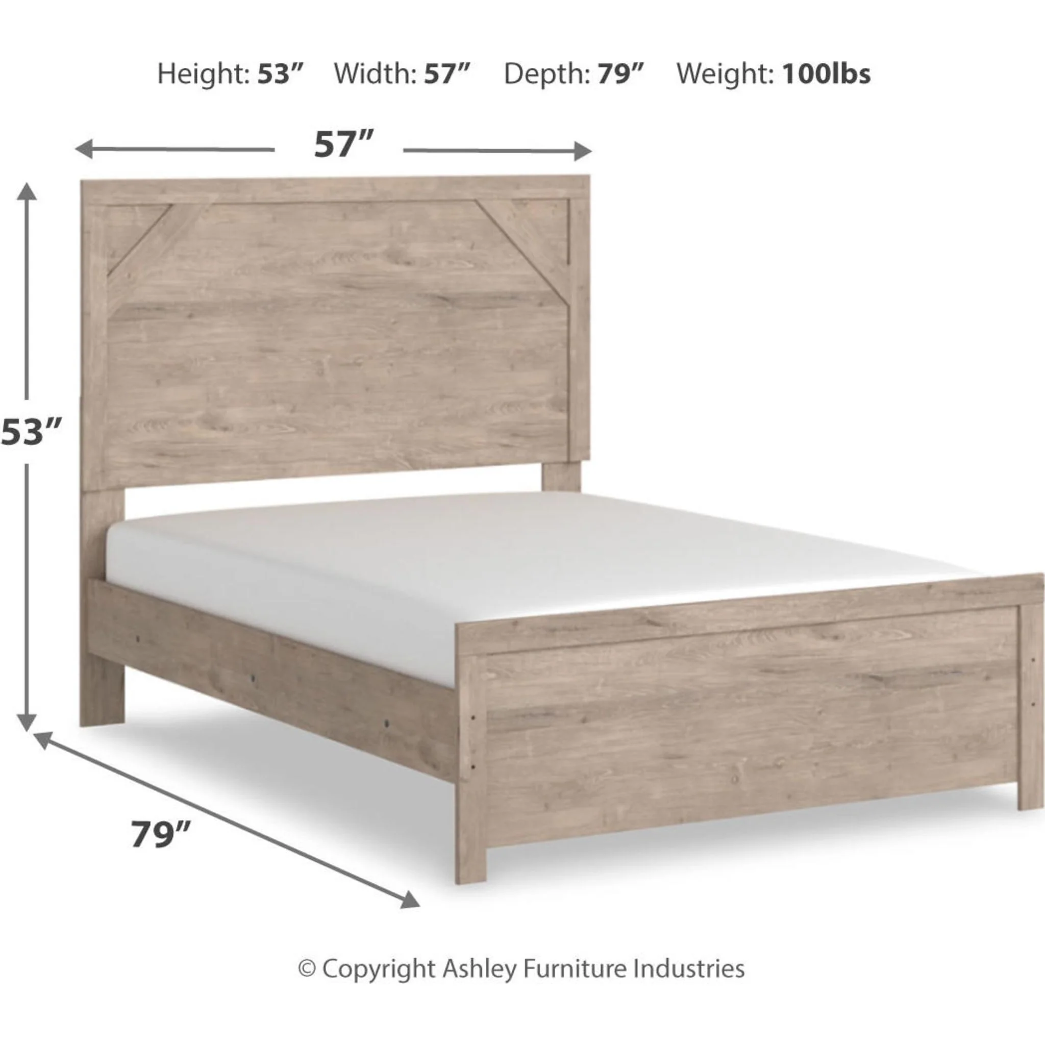 Senniberg Full Panel Bed - Light Brown/White - Image 15