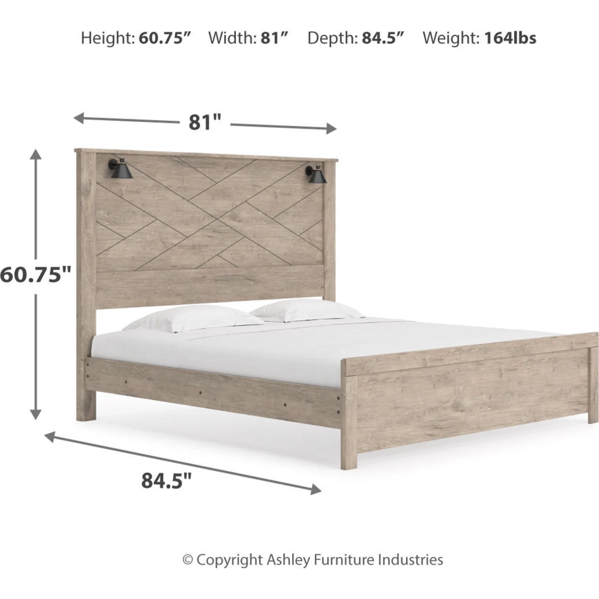 Senniberg King Panel Bed - Light Brown/White - Image 15
