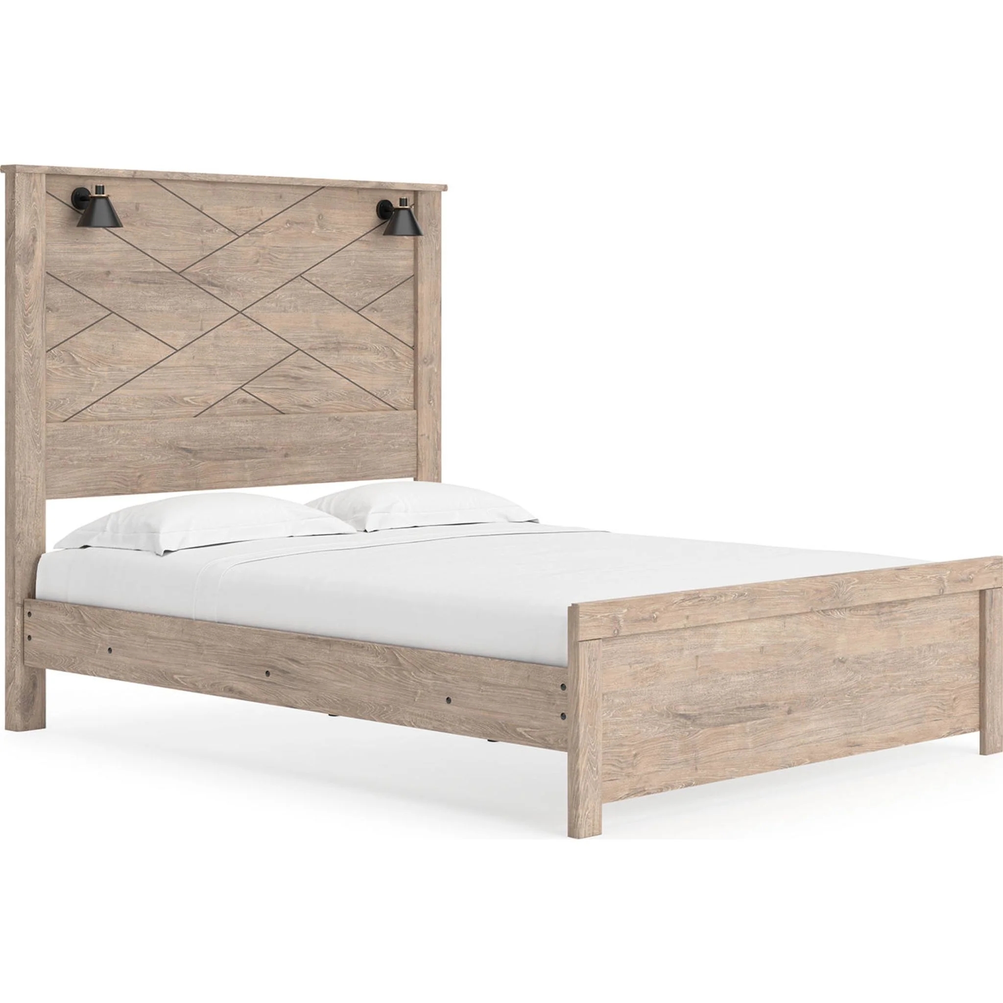 Senniberg Queen Panel Bed - Light Brown/White