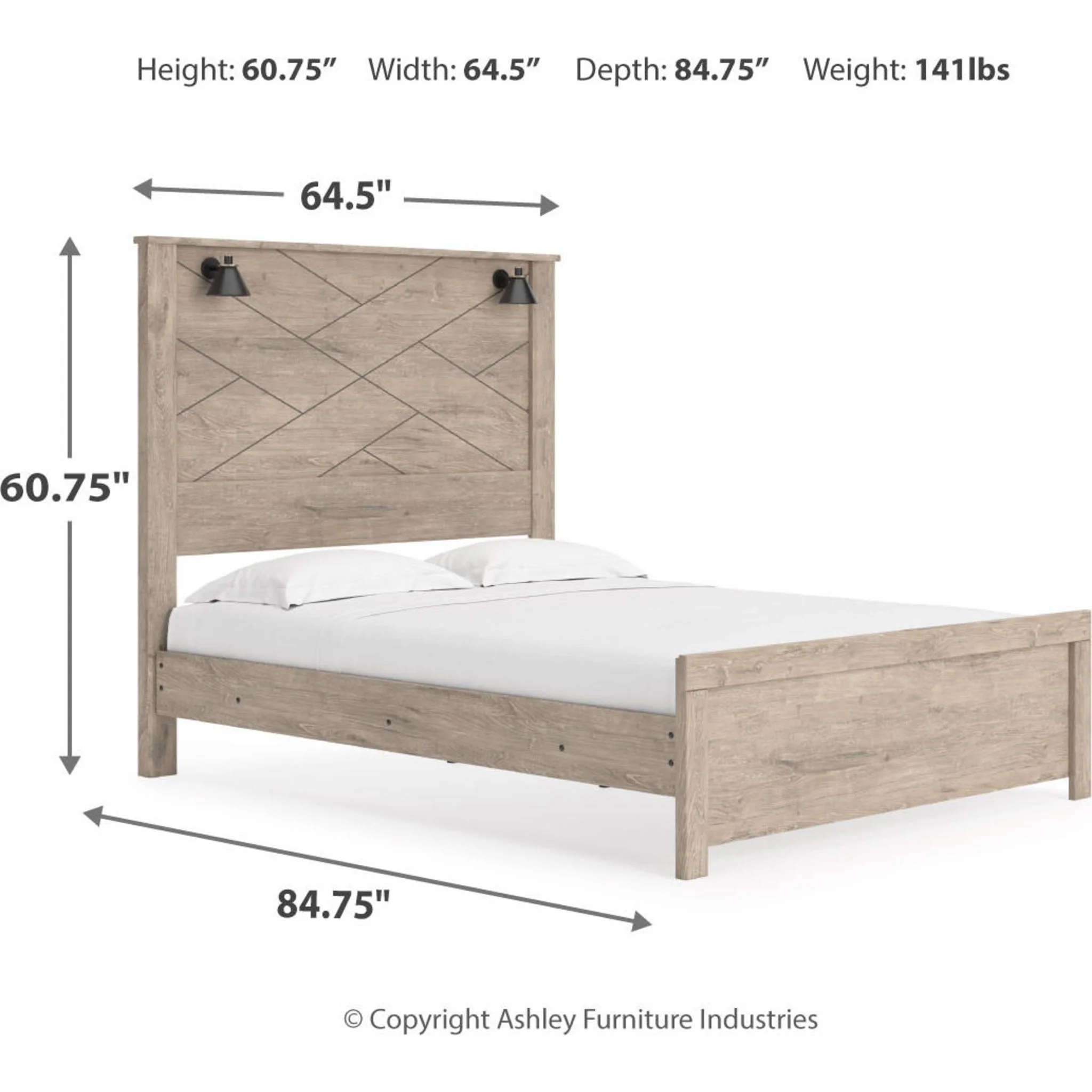 Senniberg Queen Panel Bed - Light Brown/White - Image 13