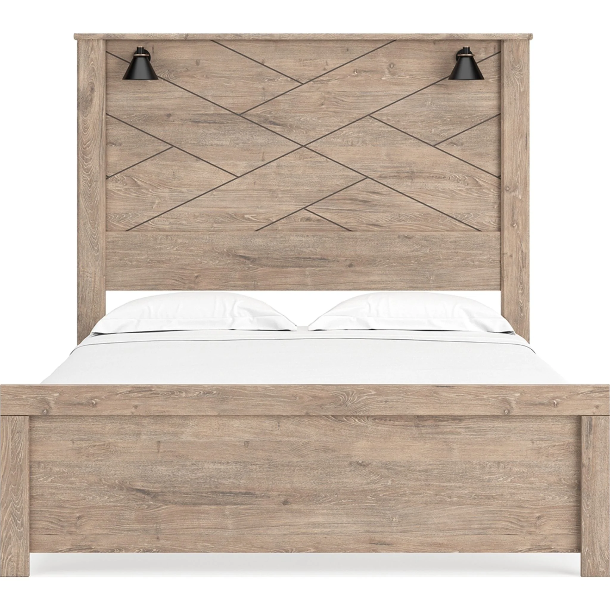 Senniberg Queen Panel Bed - Light Brown/White - Image 3