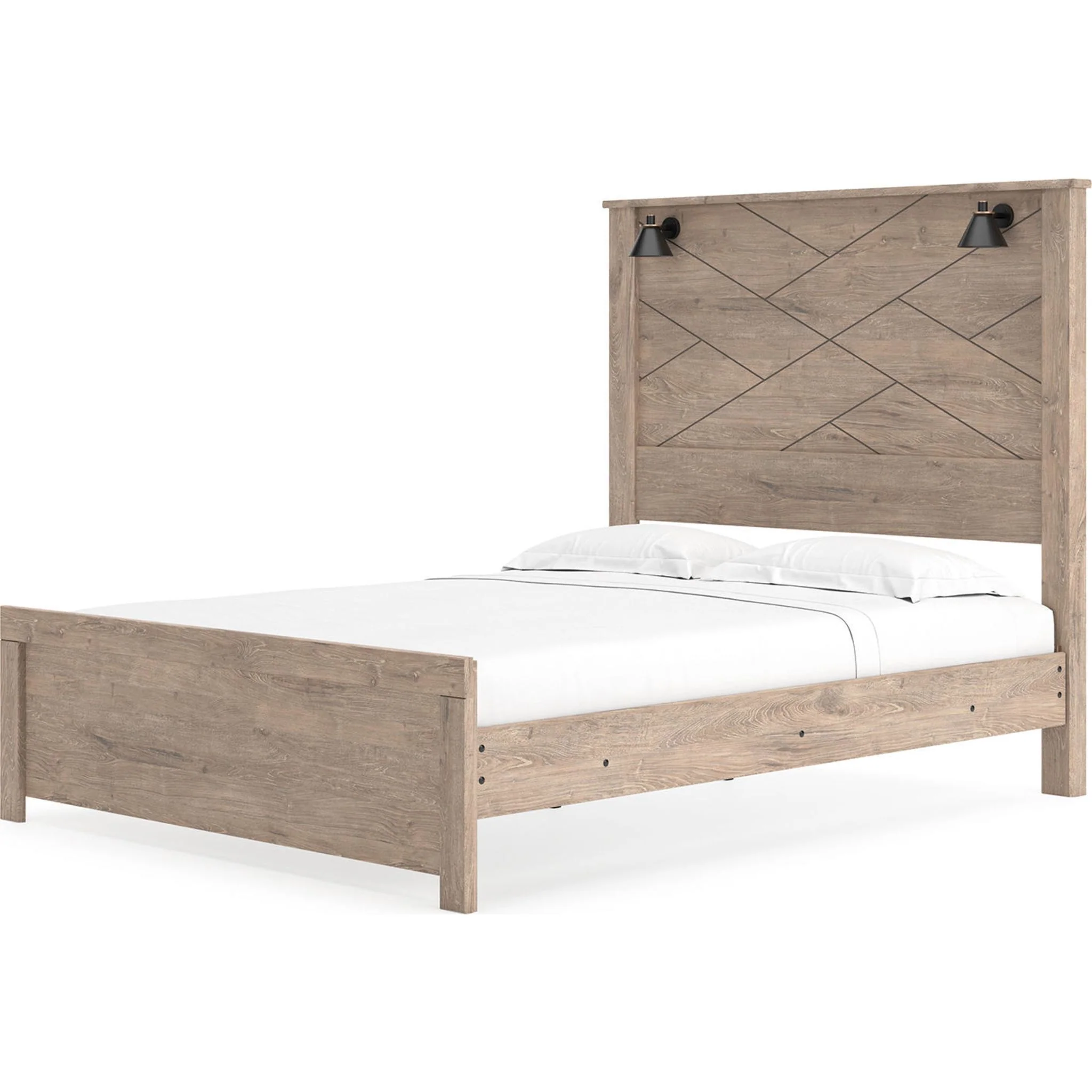 Senniberg Queen Panel Bed - Light Brown/White - Image 9