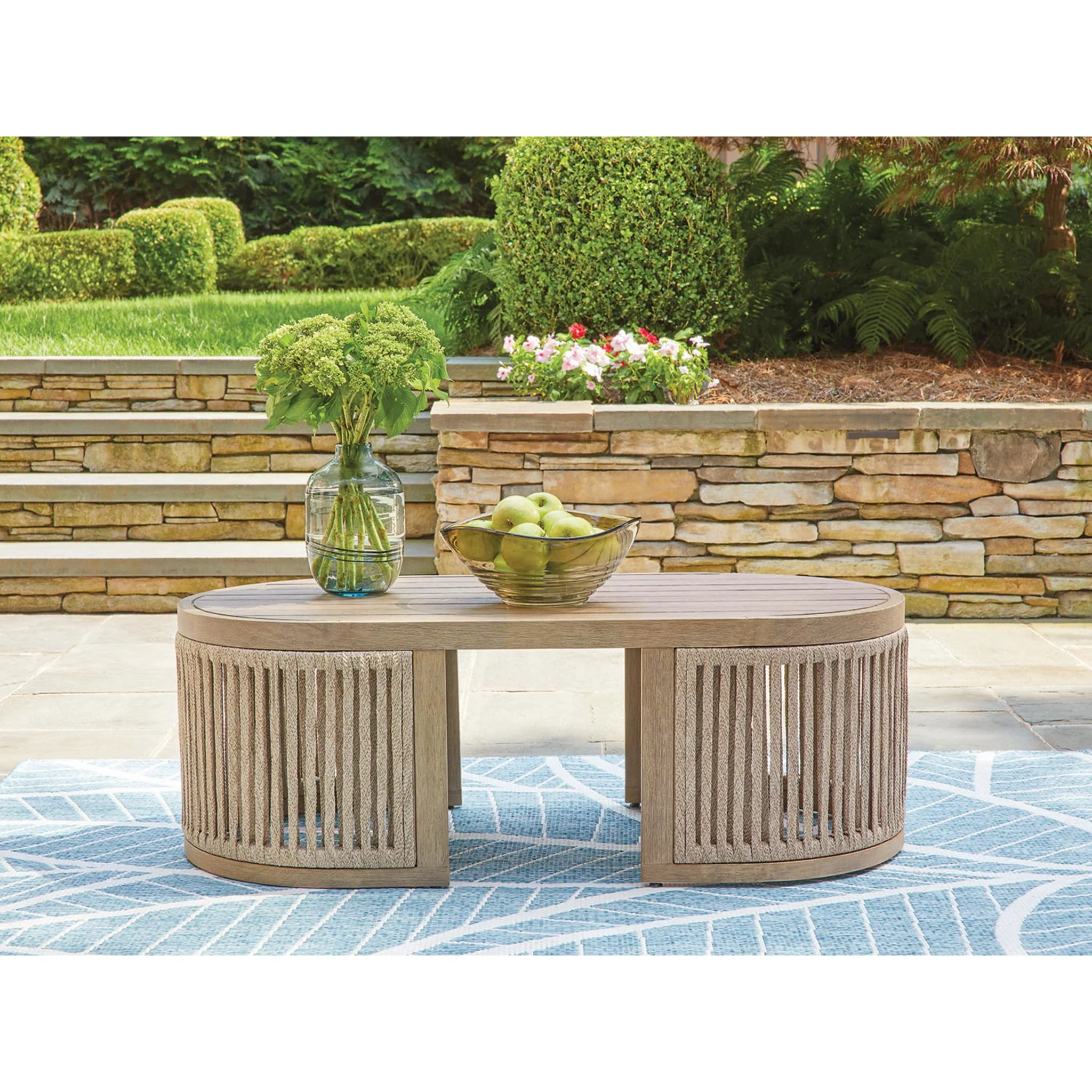 Serena Shores Outdoor Coffee Table - Beige/Green - Image 2
