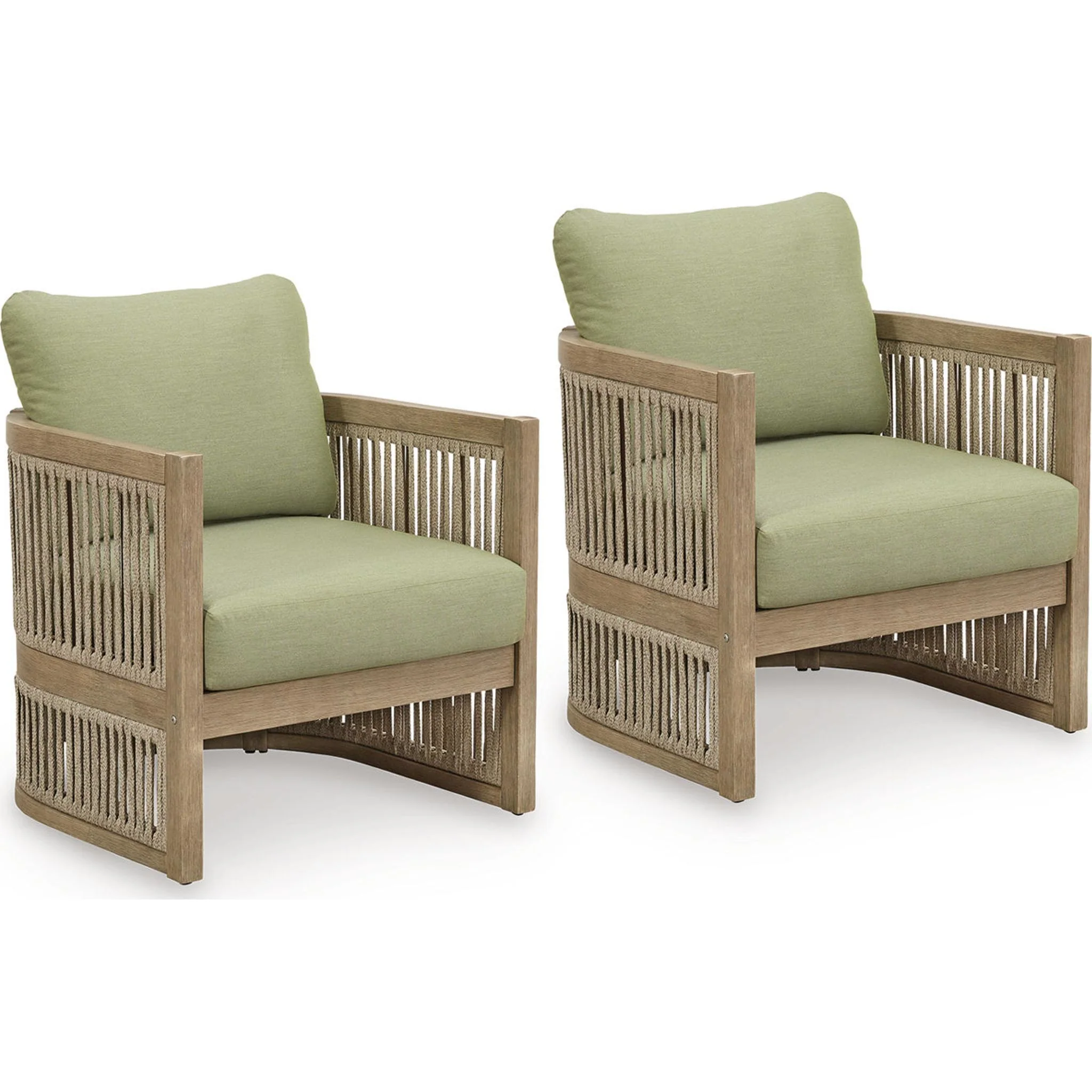 Serena Shores Outdoor Lounge Chair with Cushion (set of 2) - Beige/Green