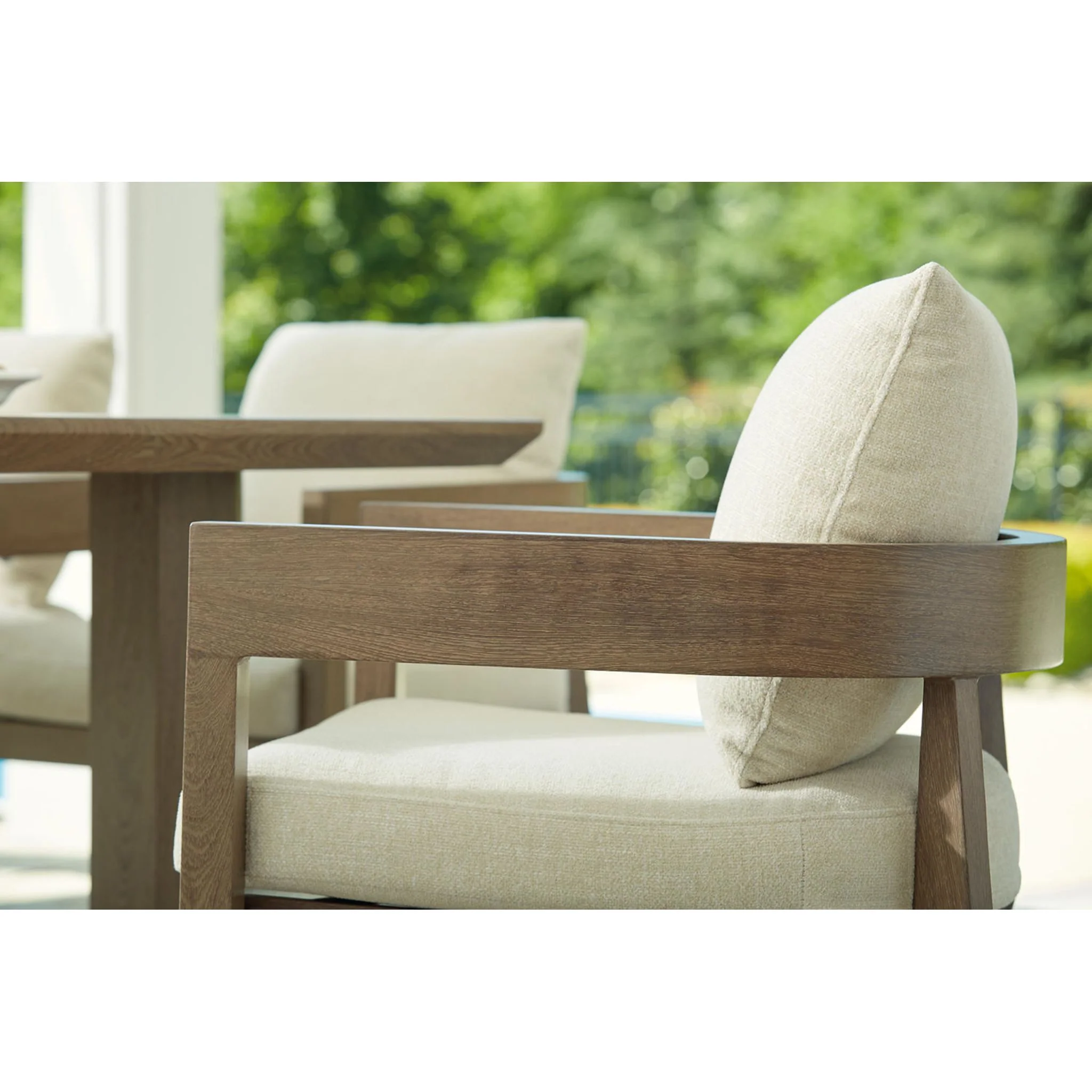 Serene Bay Outdoor Arm Chair with Cushion (set of 2) - Dark Brown/White - Image 12