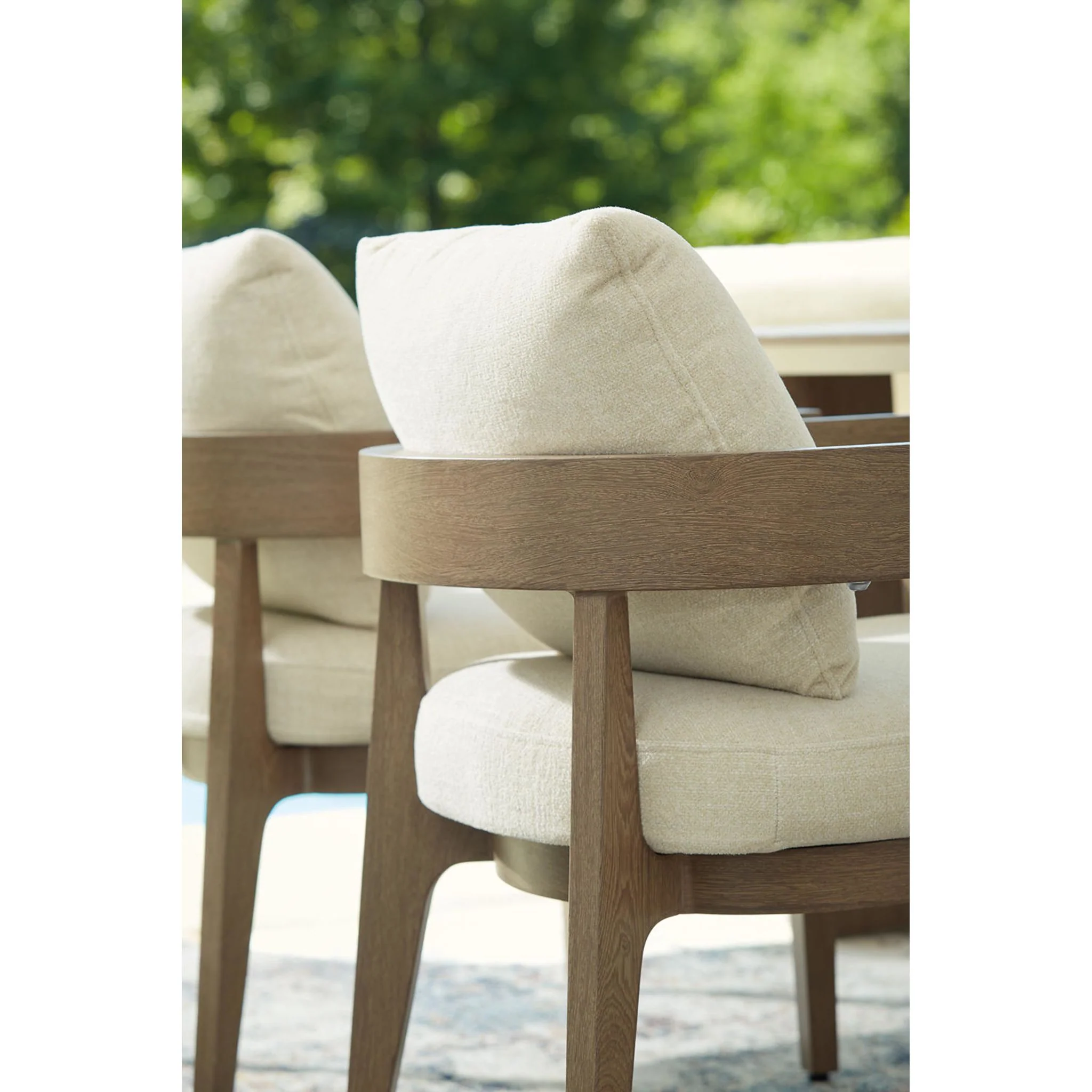 Serene Bay Outdoor Arm Chair with Cushion (set of 2) - Dark Brown/White - Image 13