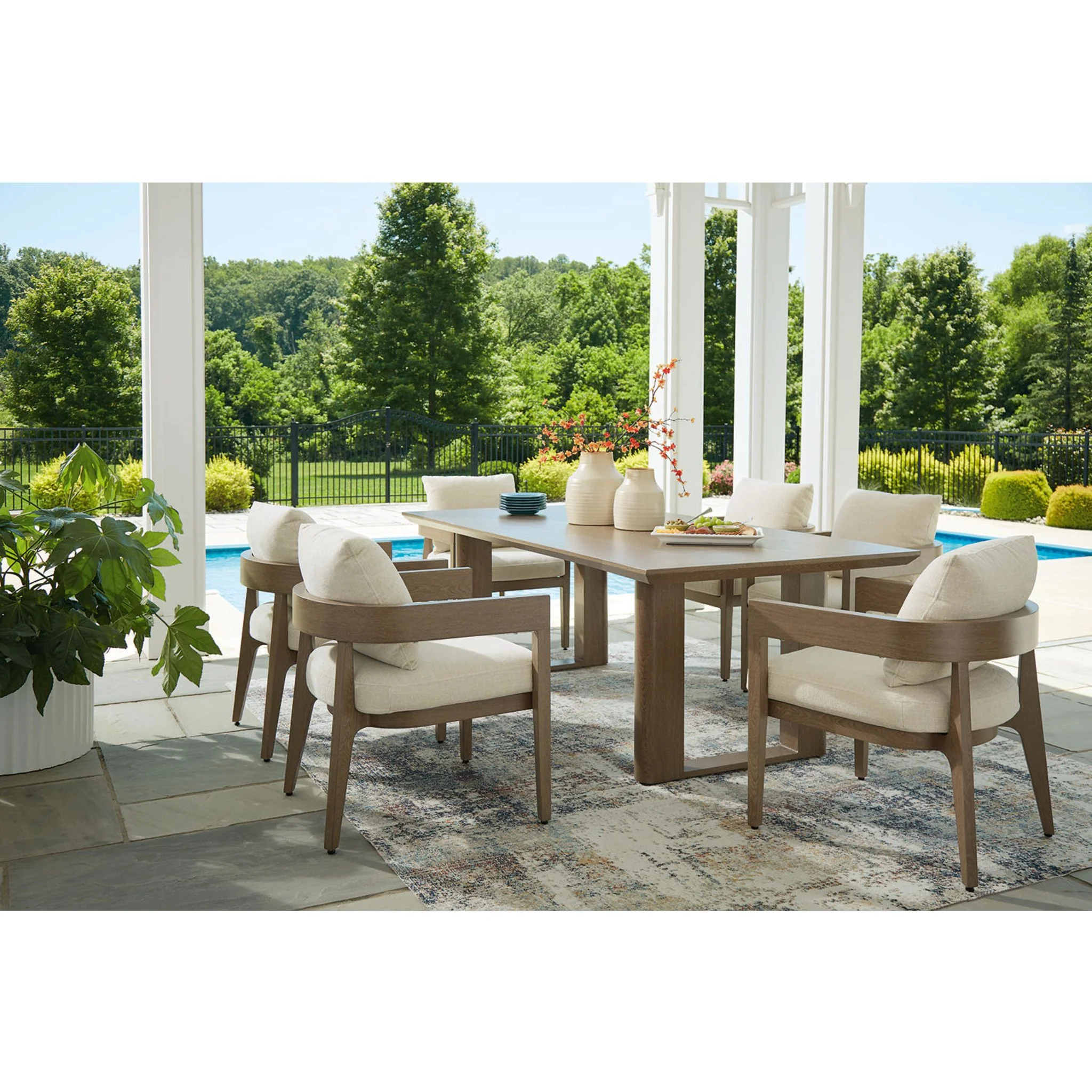 Serene Bay Outdoor Arm Chair with Cushion (set of 2) - Dark Brown/White - Image 17
