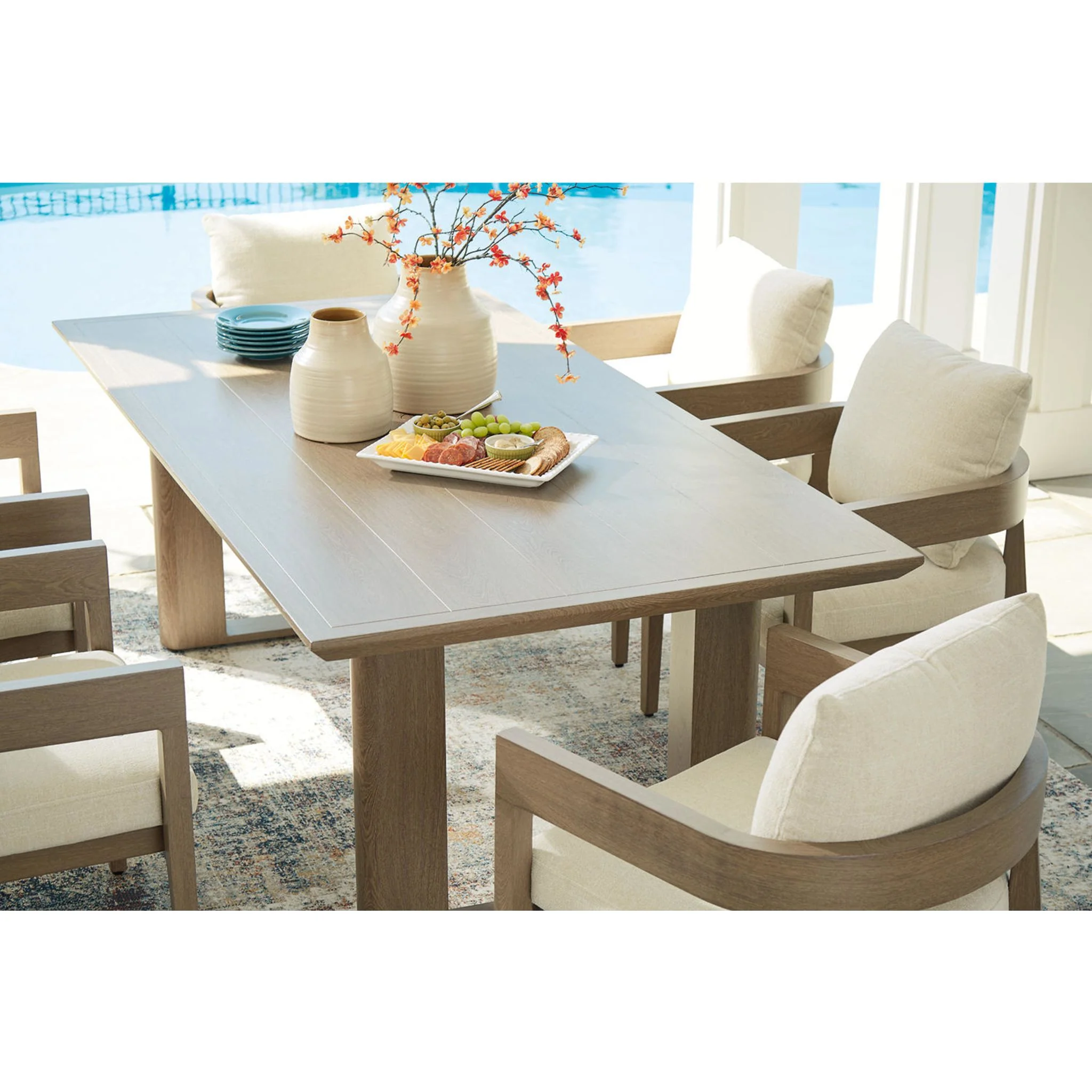 Serene Bay Outdoor Arm Chair with Cushion (set of 2) - Dark Brown/White - Image 18