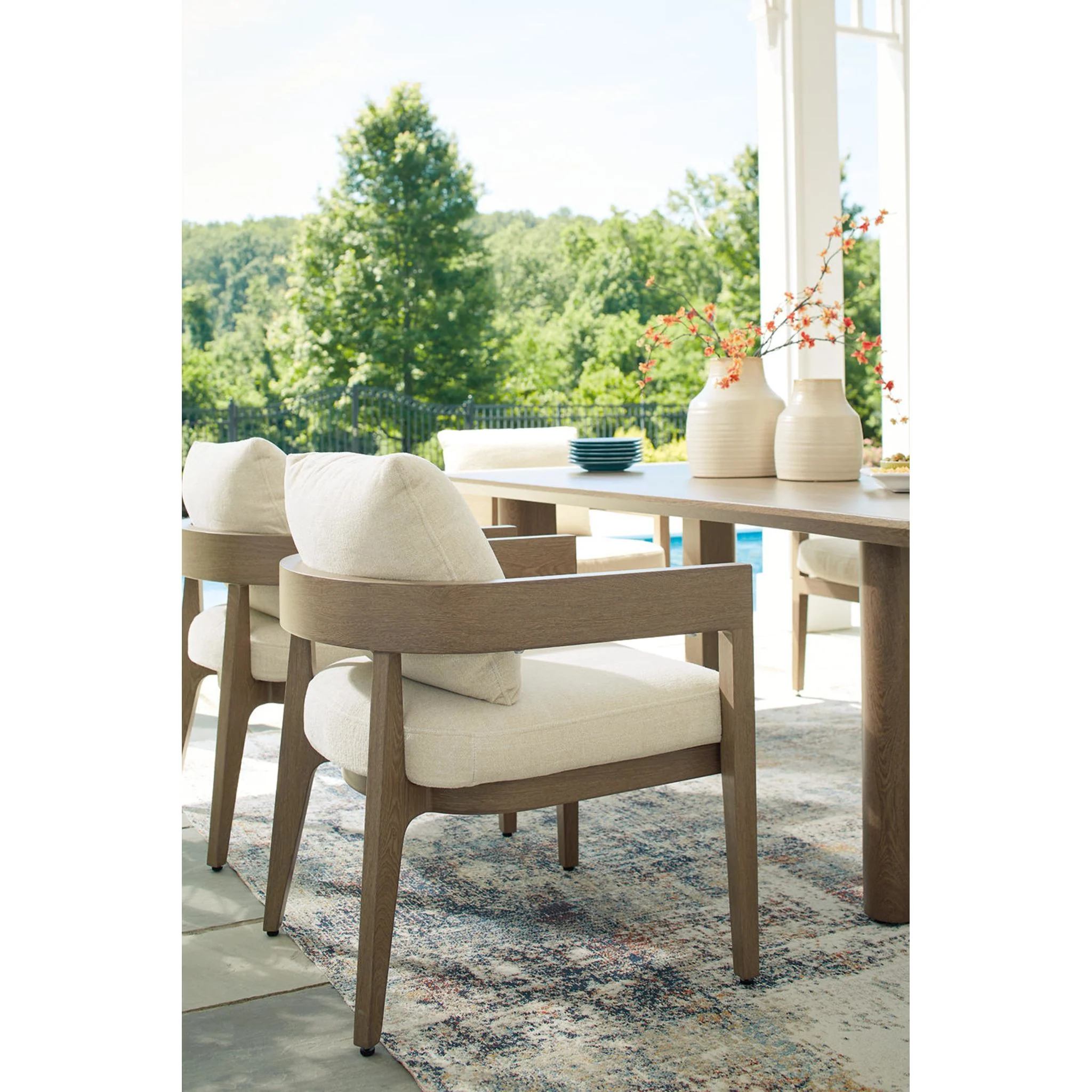 Serene Bay Outdoor Arm Chair with Cushion (set of 2) - Dark Brown/White - Image 19