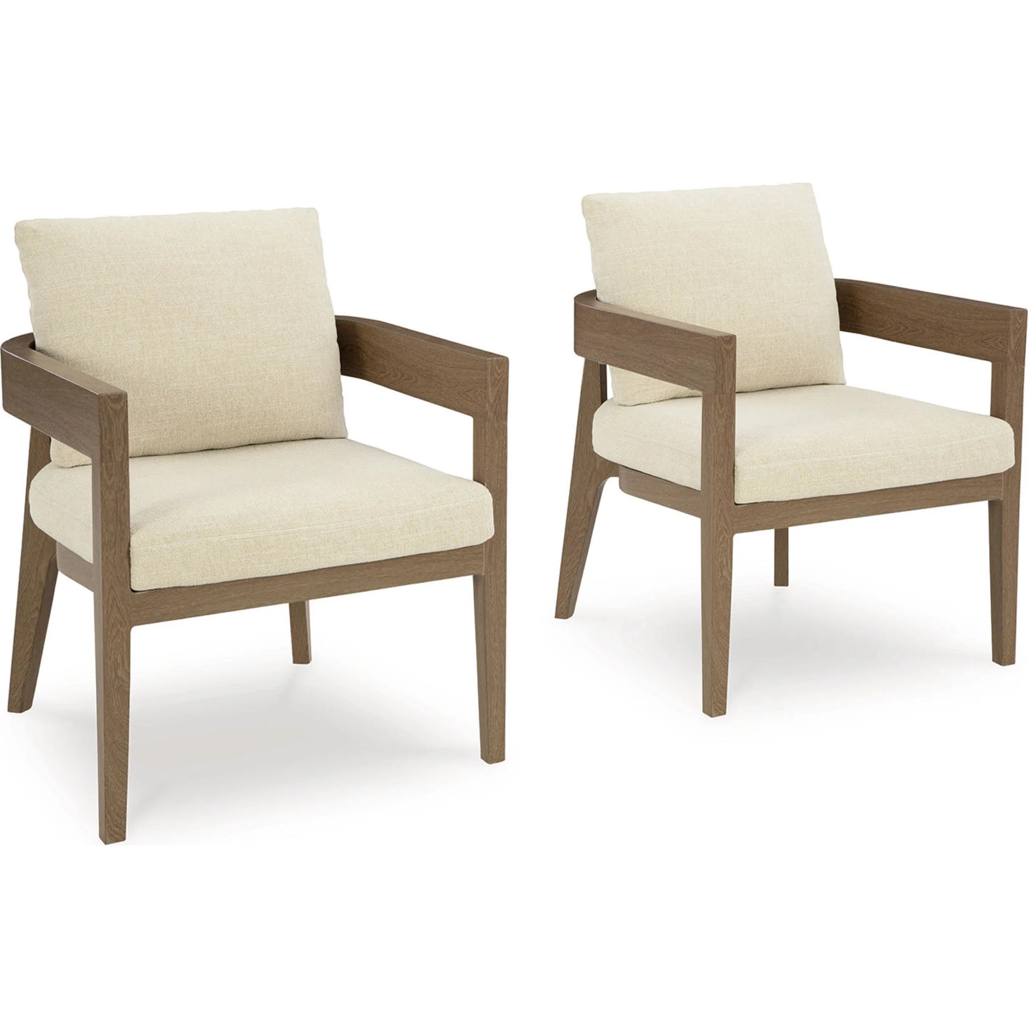 Serene Bay Outdoor Arm Chair with Cushion (set of 2) - Dark Brown/White - Image 5