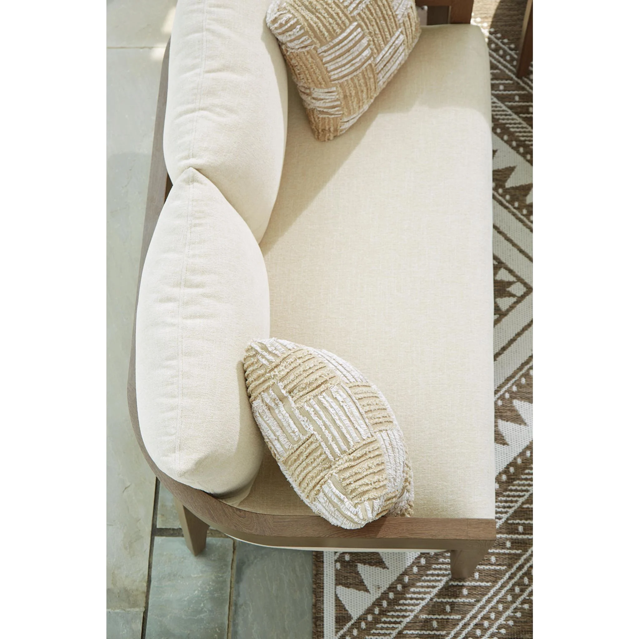 Serene Bay Outdoor Loveseat with Cushion - Dark Brown/White - Image 10