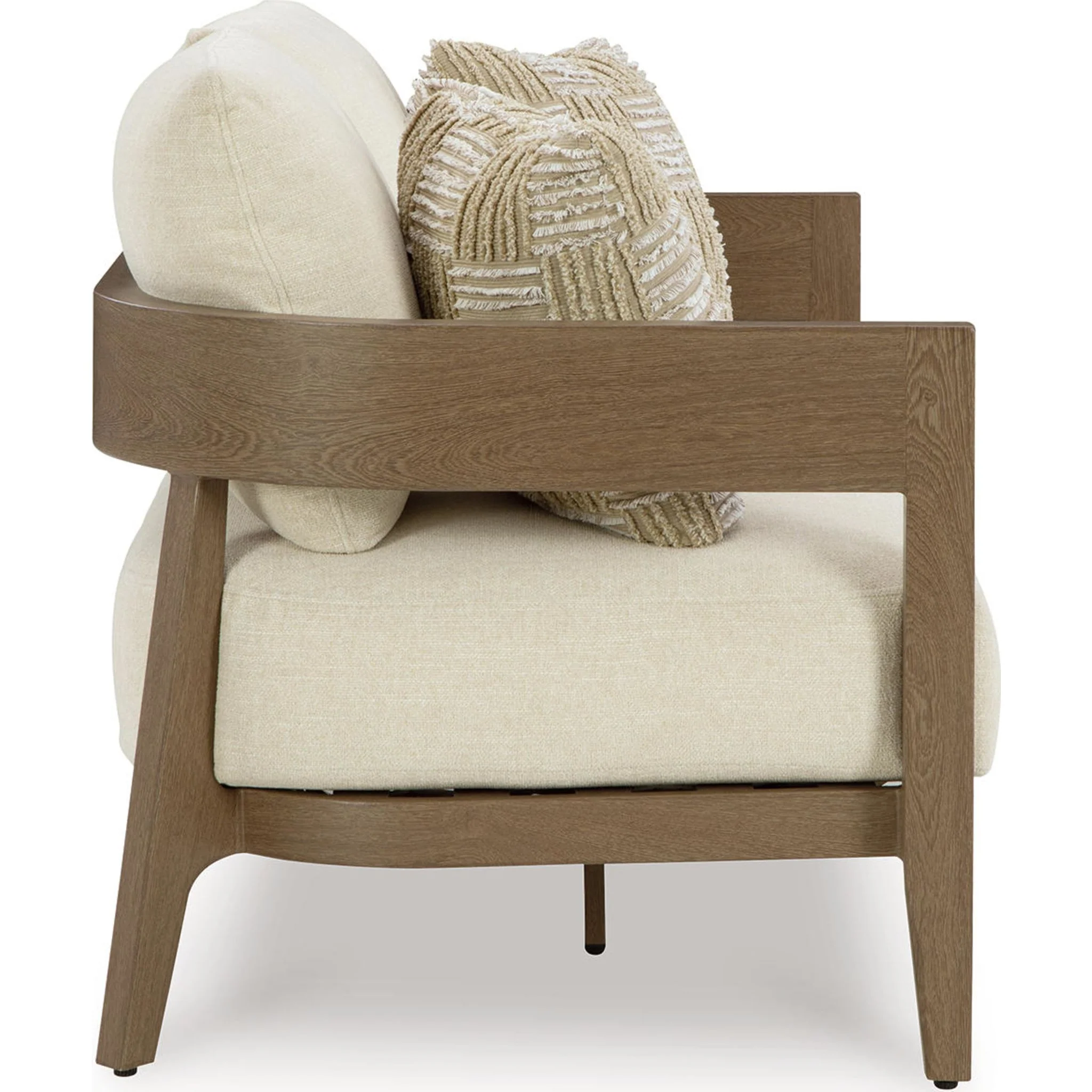 Serene Bay Outdoor Loveseat with Cushion - Dark Brown/White - Image 13