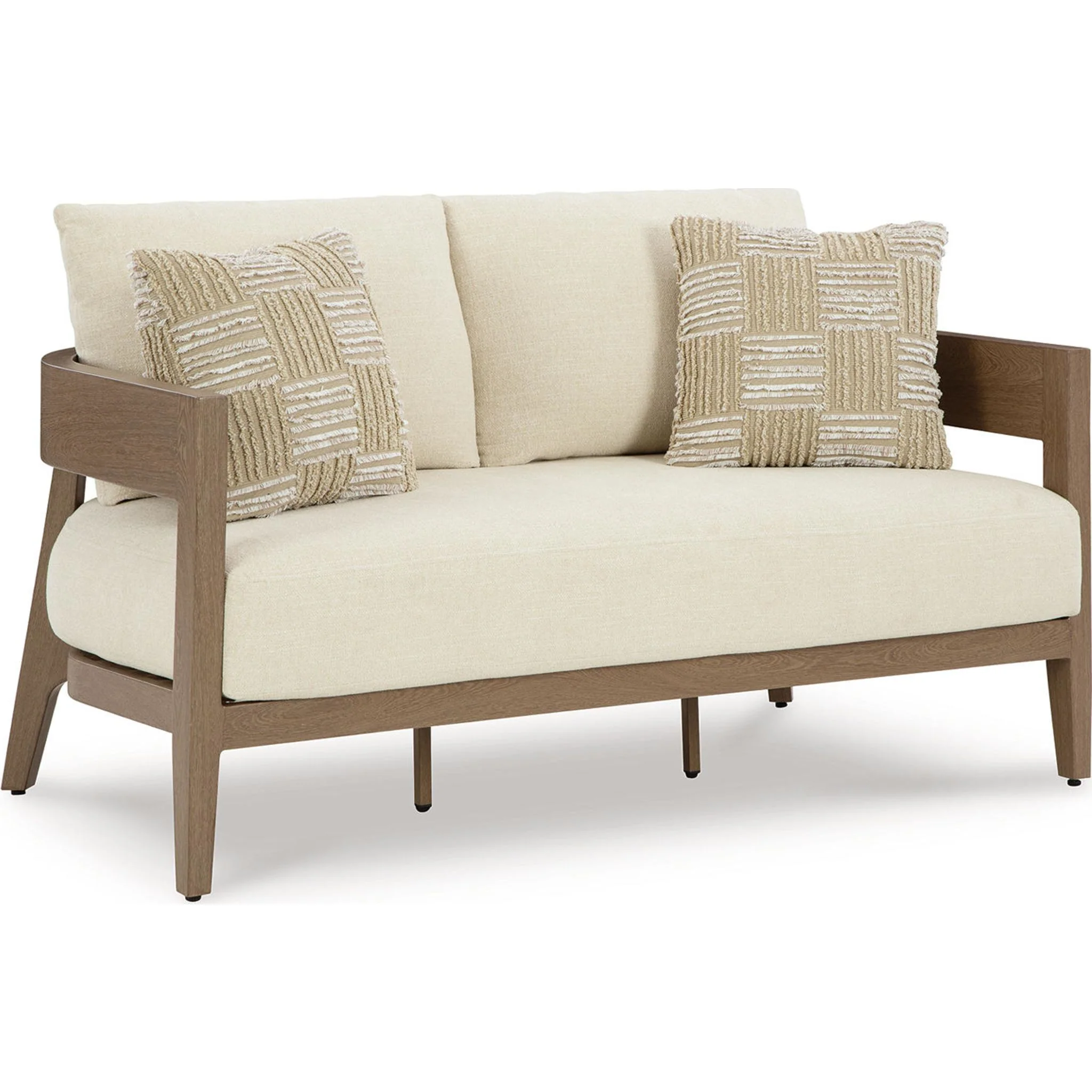 Serene Bay Outdoor Loveseat with Cushion - Dark Brown/White - Image 7