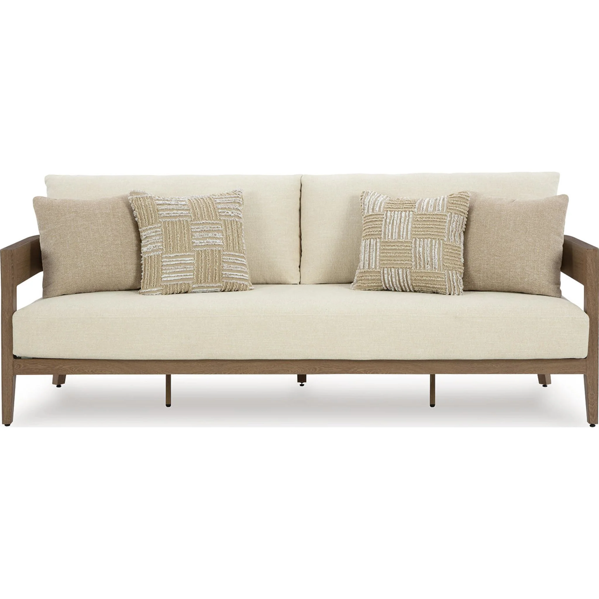 Serene Bay Outdoor Sofa with Cushion - Dark Brown/White - Image 13