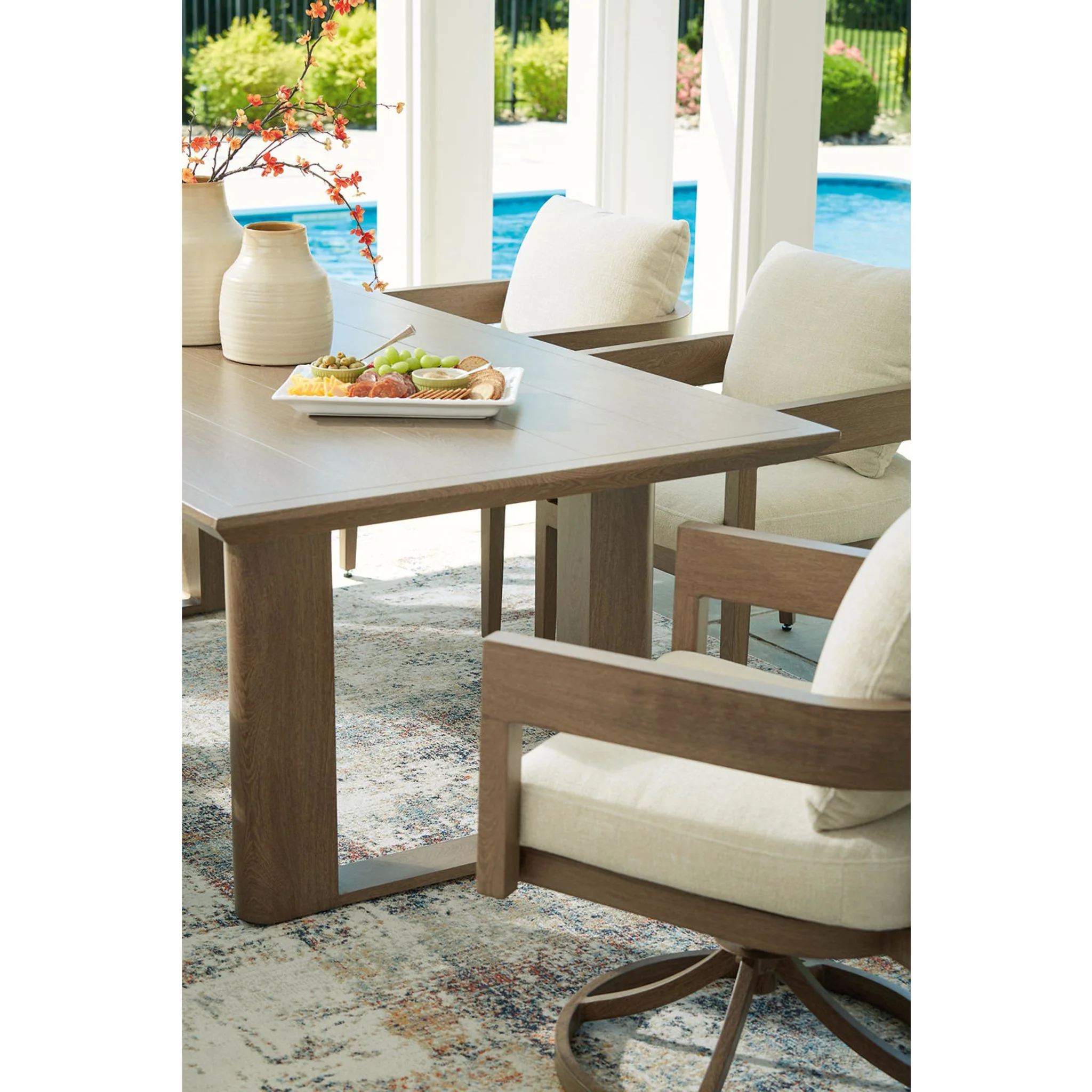 Serene Bay Outdoor Swivel Chair w/Cushion (set of 2) - Dark Brown/White - Image 15