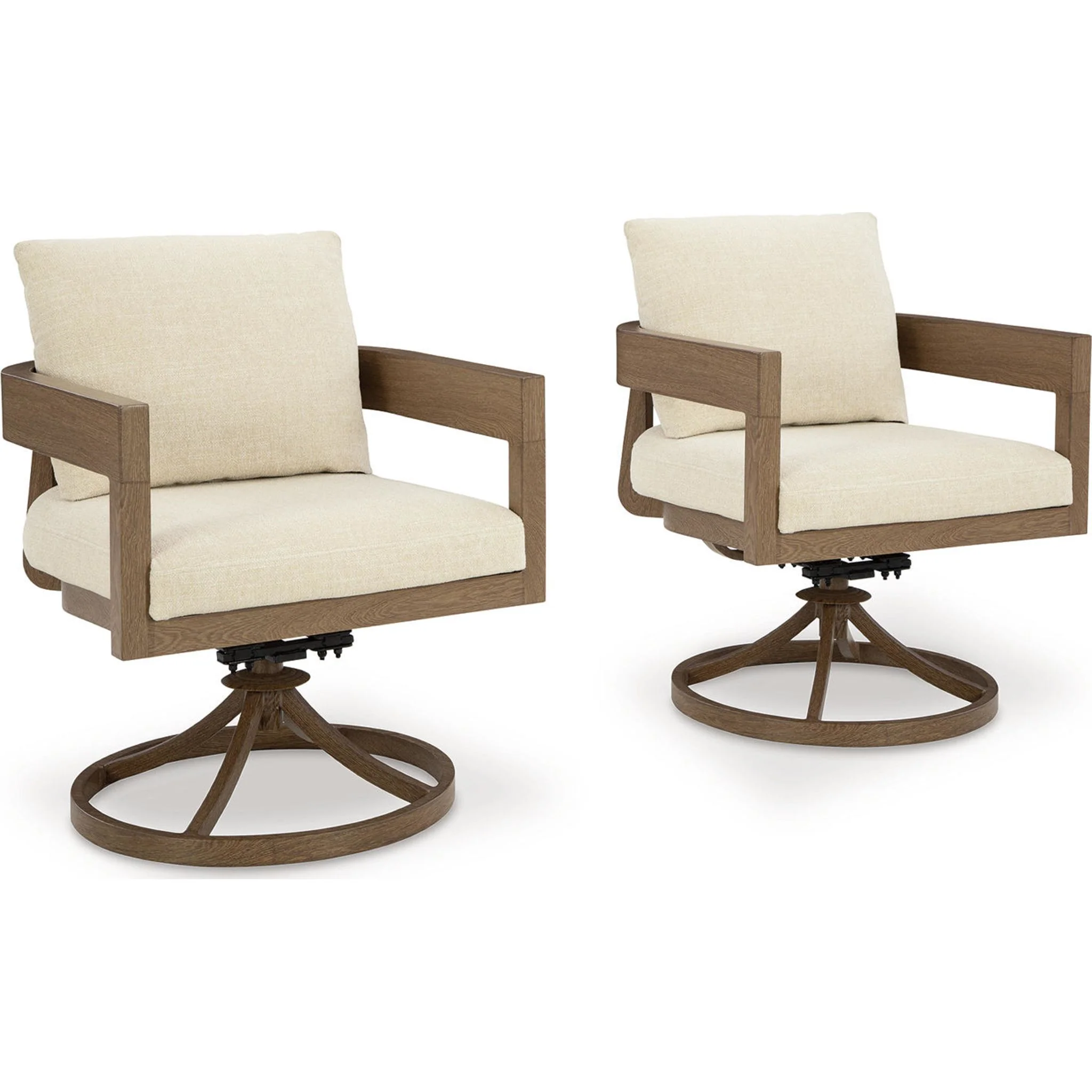 Serene Bay Outdoor Swivel Chair w/Cushion (set of 2) - Dark Brown/White - Image 5
