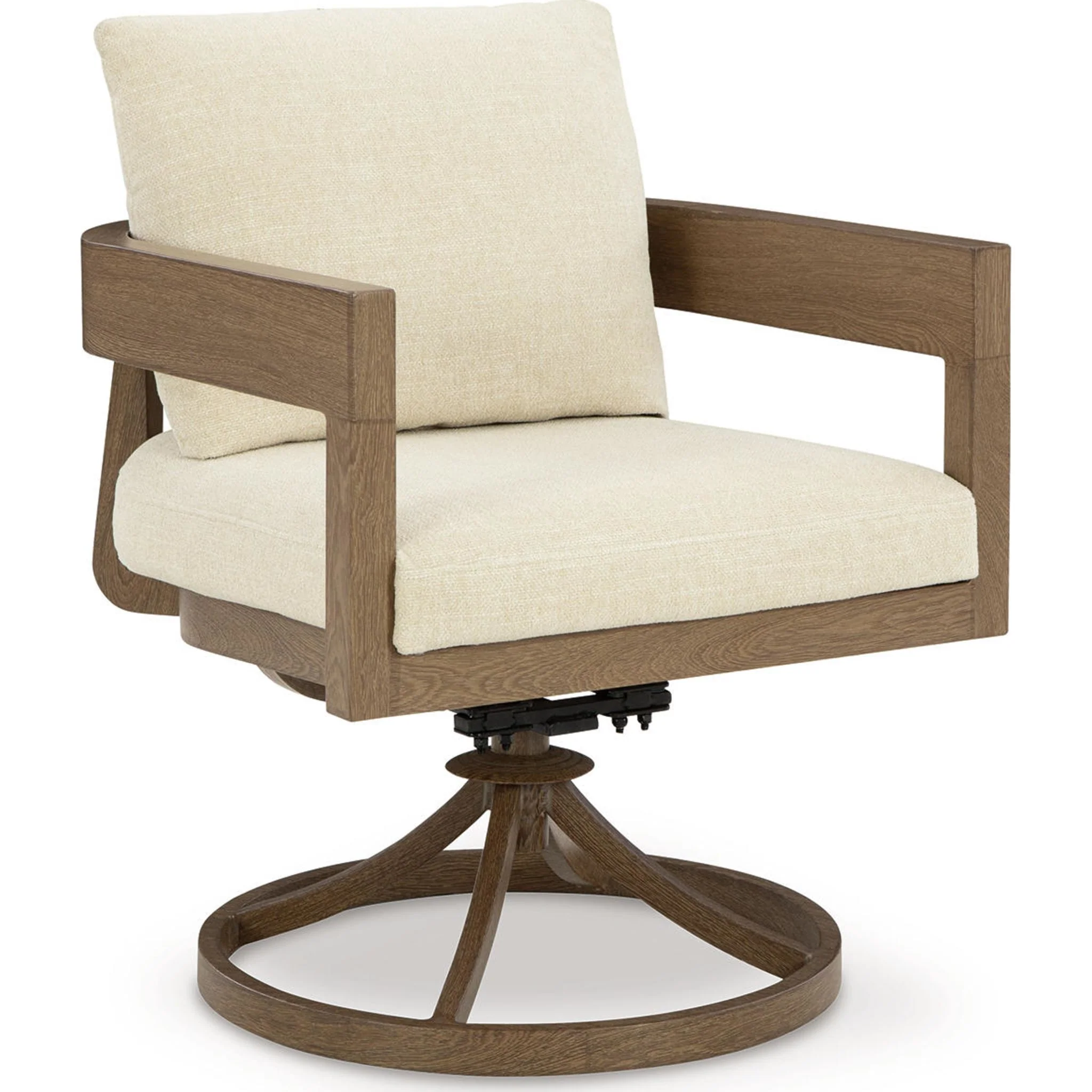 Serene Bay Outdoor Swivel Chair w/Cushion (set of 2) - Dark Brown/White - Image 7