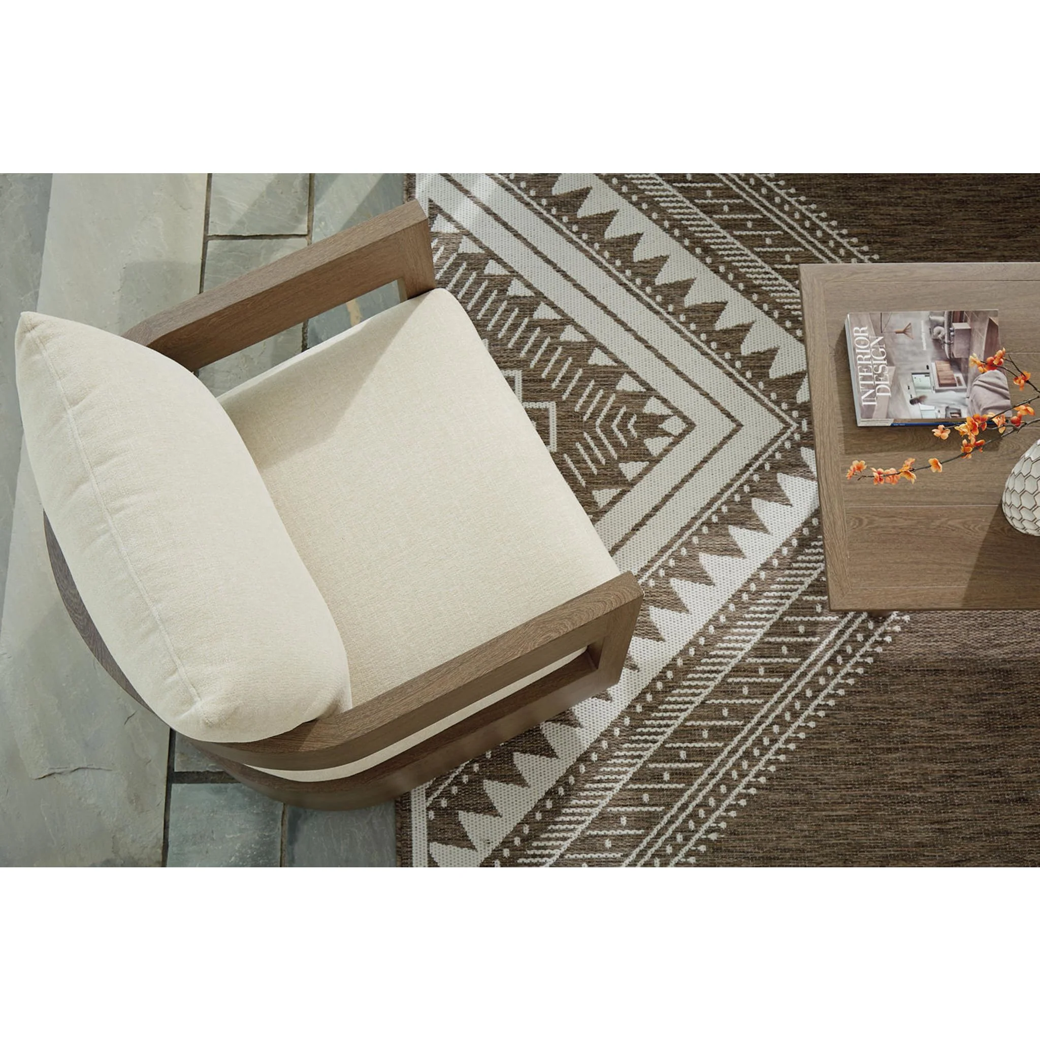 Serene Bay Outdoor Swivel Glider Chair - Dark Brown/White - Image 11