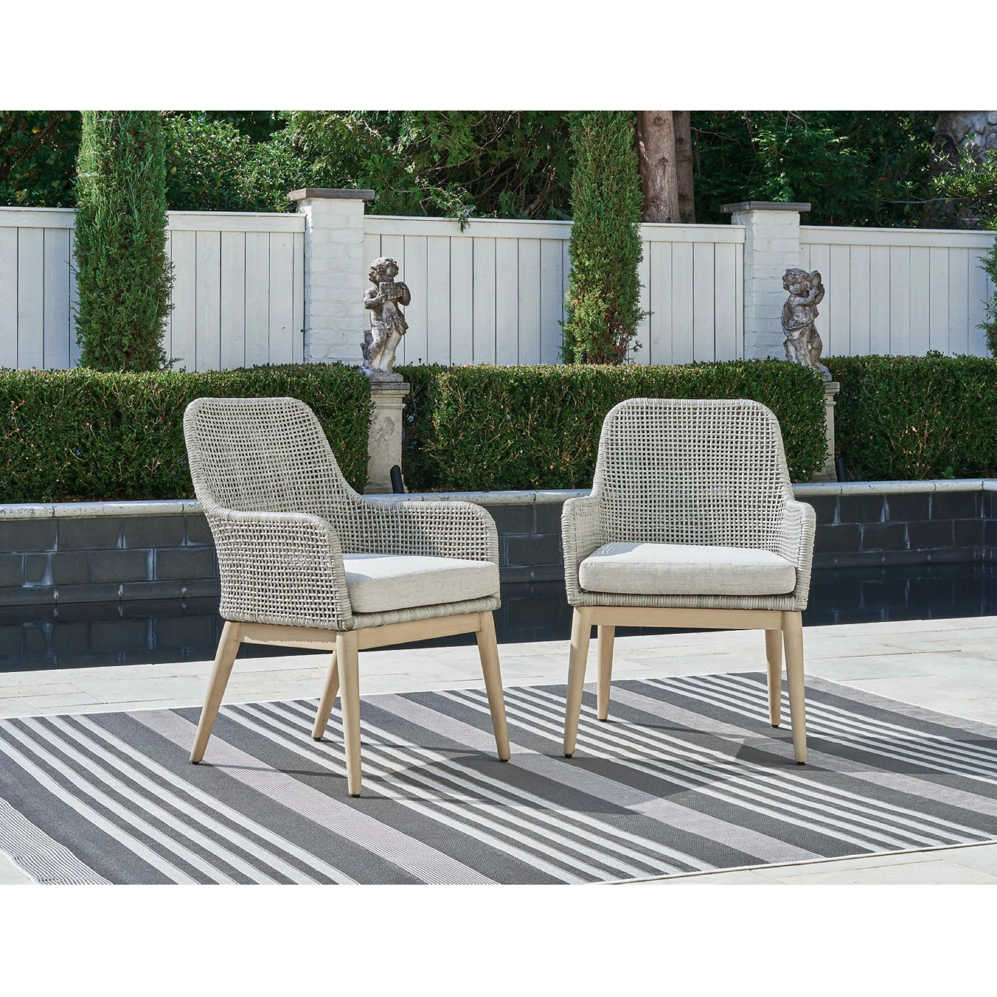 Seton Creek Outdoor Arm Chair (set of 2) - Gray - Image 12