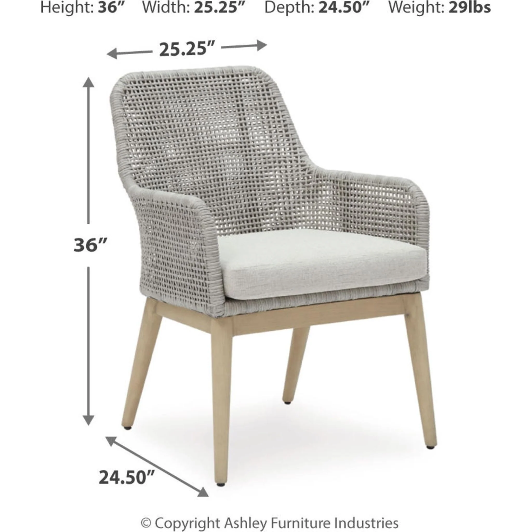 Seton Creek Outdoor Arm Chair (set of 2) - Gray - Image 4