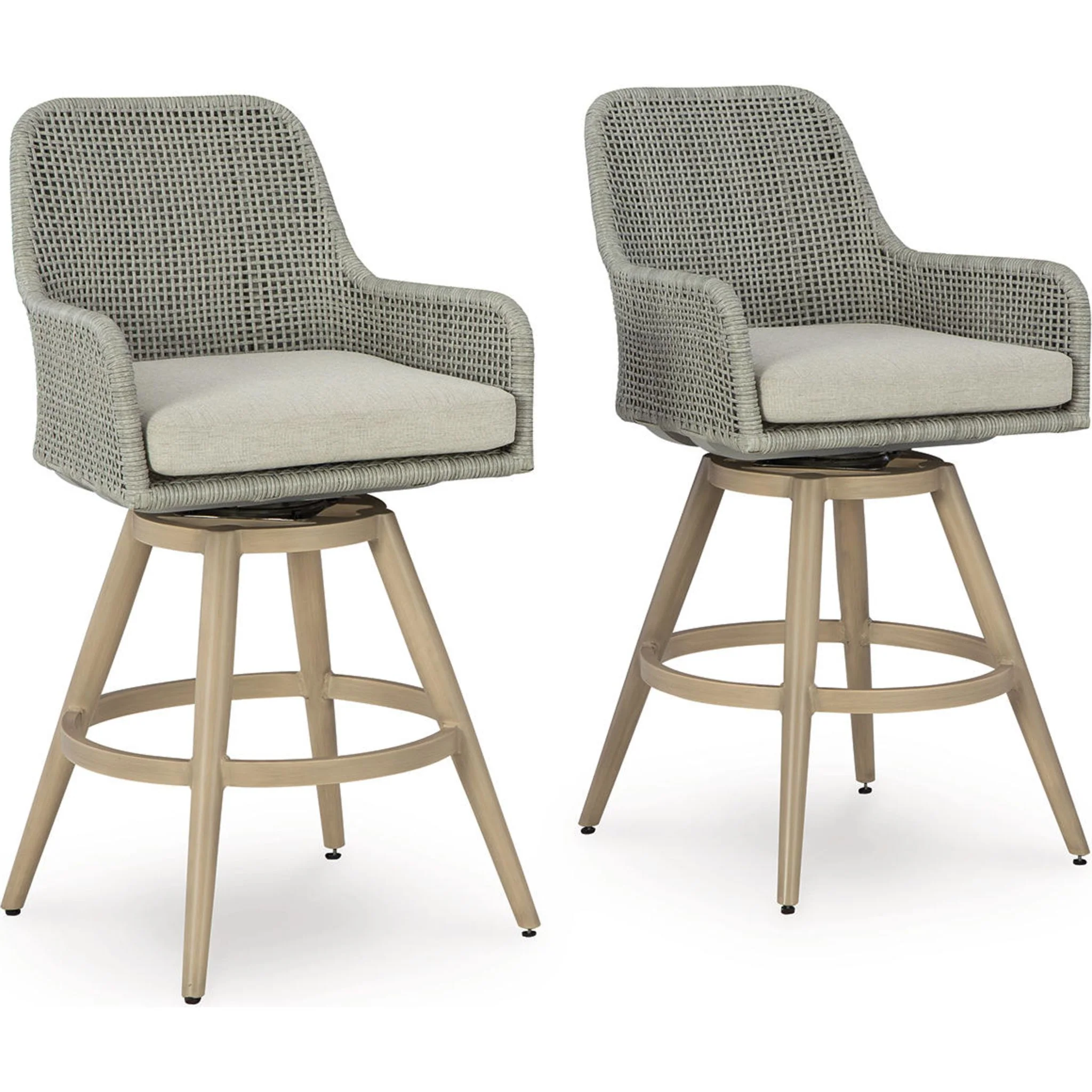 Seton Creek Outdoor Barstool (set of 2) - Beige/Gray - Image 17