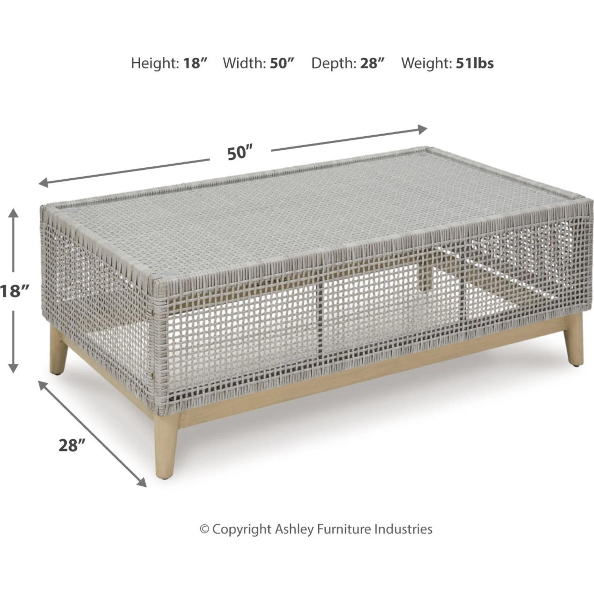 Seton Creek Outdoor Coffee Table - Gray - Image 5