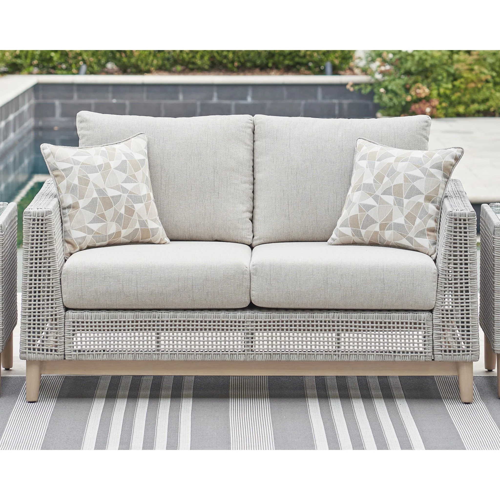 Seton Creek Outdoor Loveseat with Cushion - Gray - Image 38