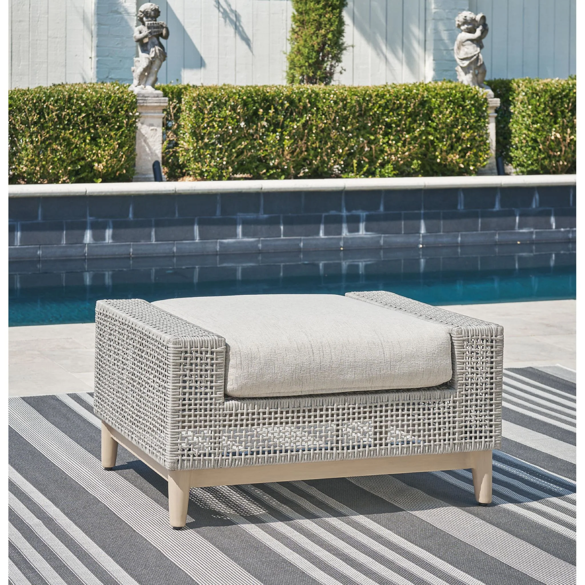 Seton Creek Outdoor Ottoman with Cushion - Gray - Image 2