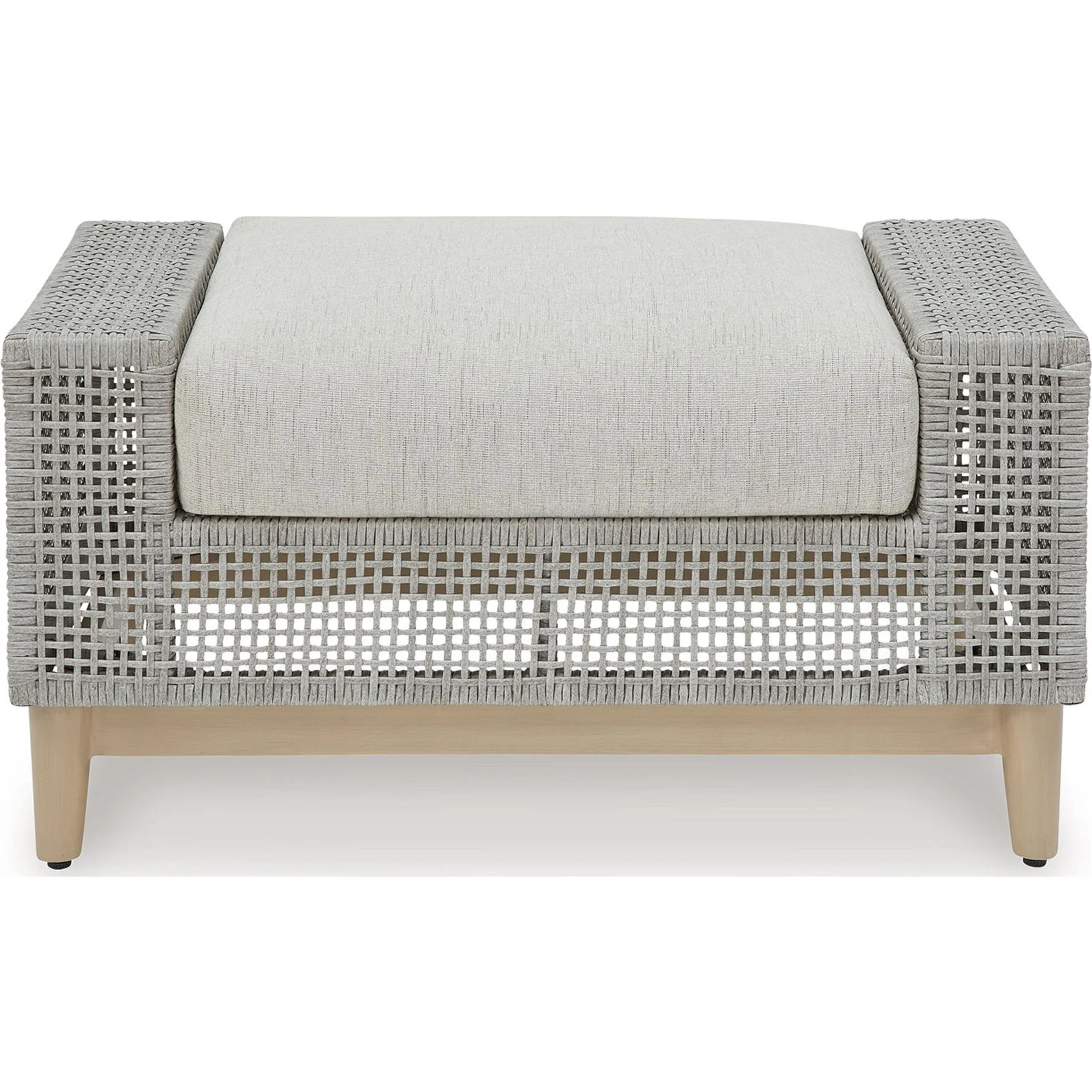 Seton Creek Outdoor Ottoman with Cushion - Gray - Image 3
