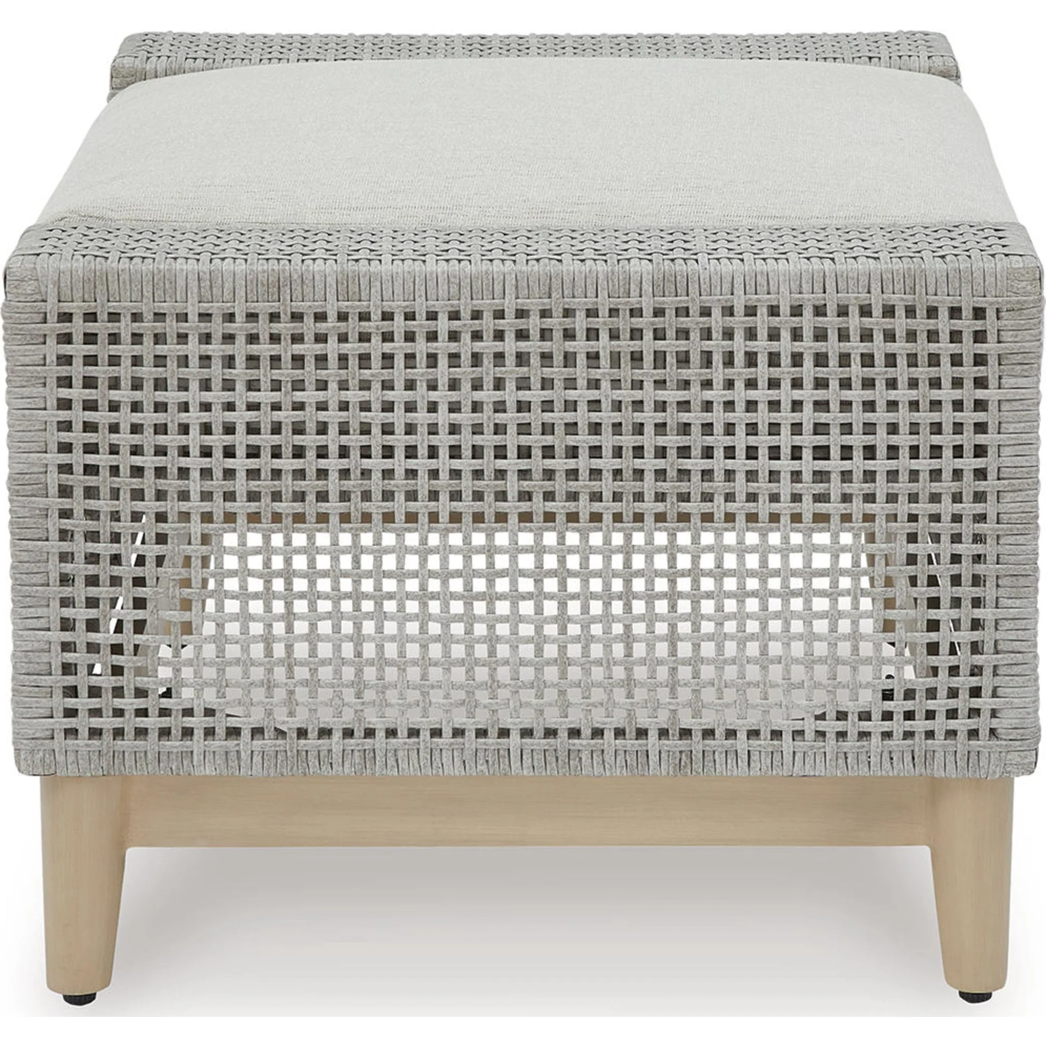 Seton Creek Outdoor Ottoman with Cushion - Gray - Image 4