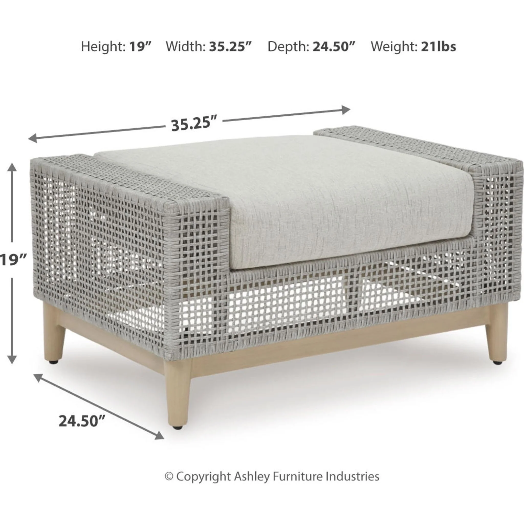 Seton Creek Outdoor Ottoman with Cushion - Gray - Image 5
