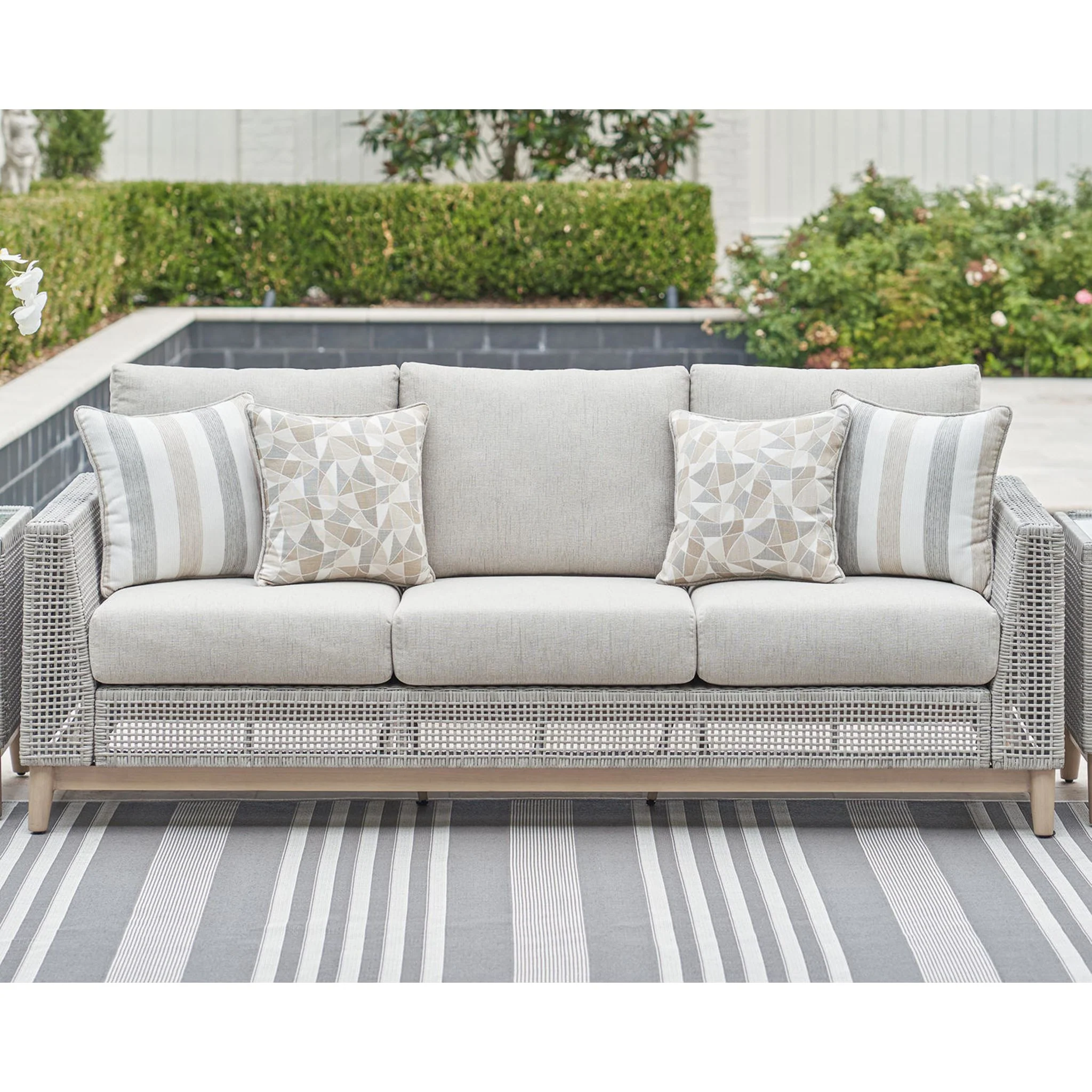 Seton Creek Outdoor Sofa with Cushion - Gray - Image 2