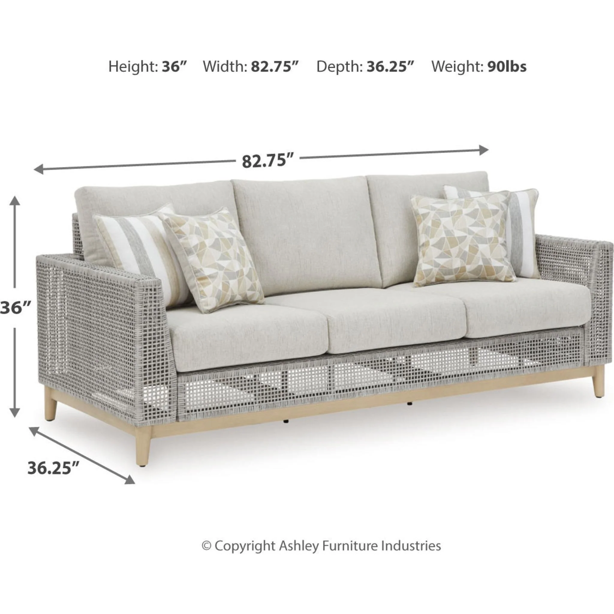 Seton Creek Outdoor Sofa with Cushion - Gray - Image 5