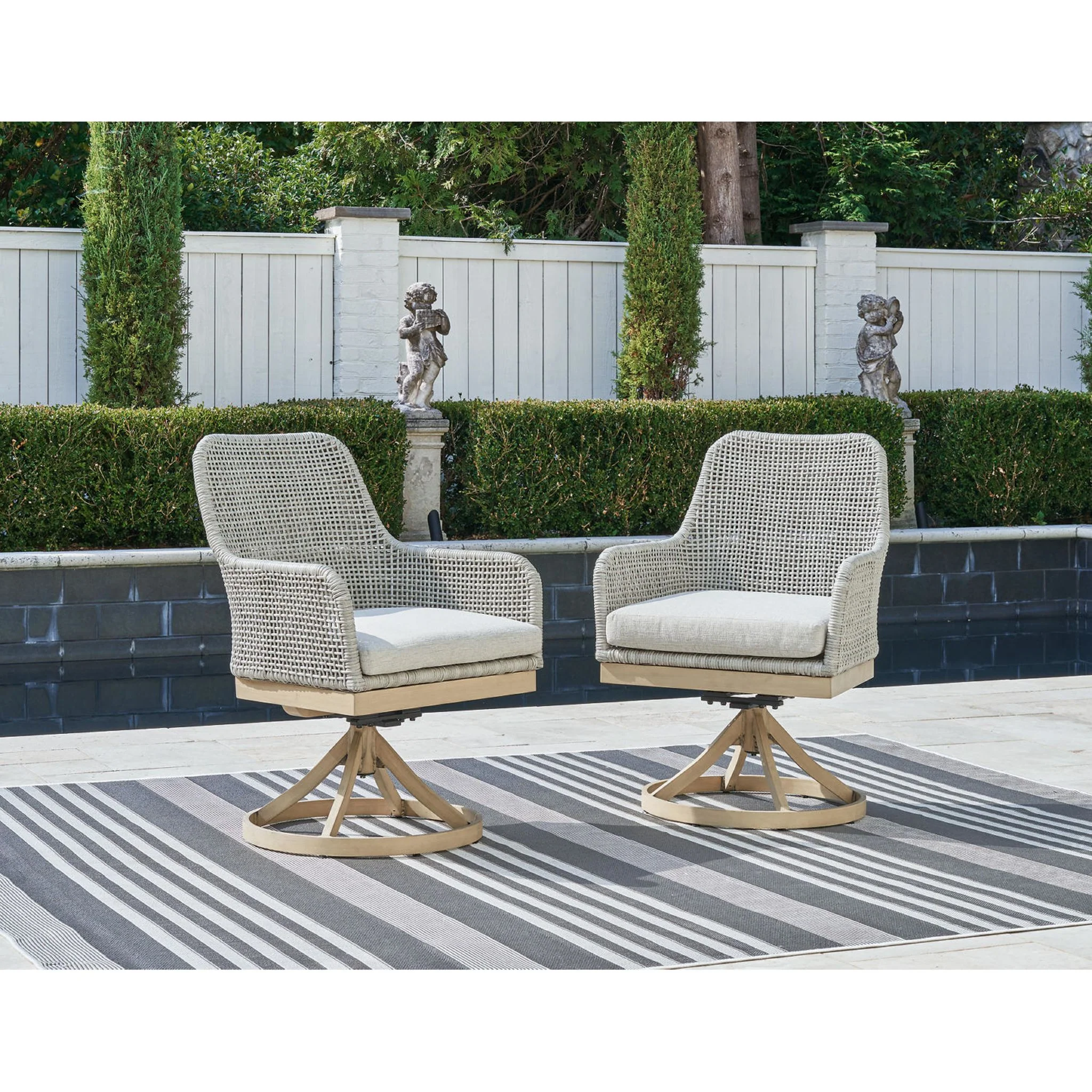 Seton Creek Outdoor Swivel Chair (set of 2) - Gray - Image 2