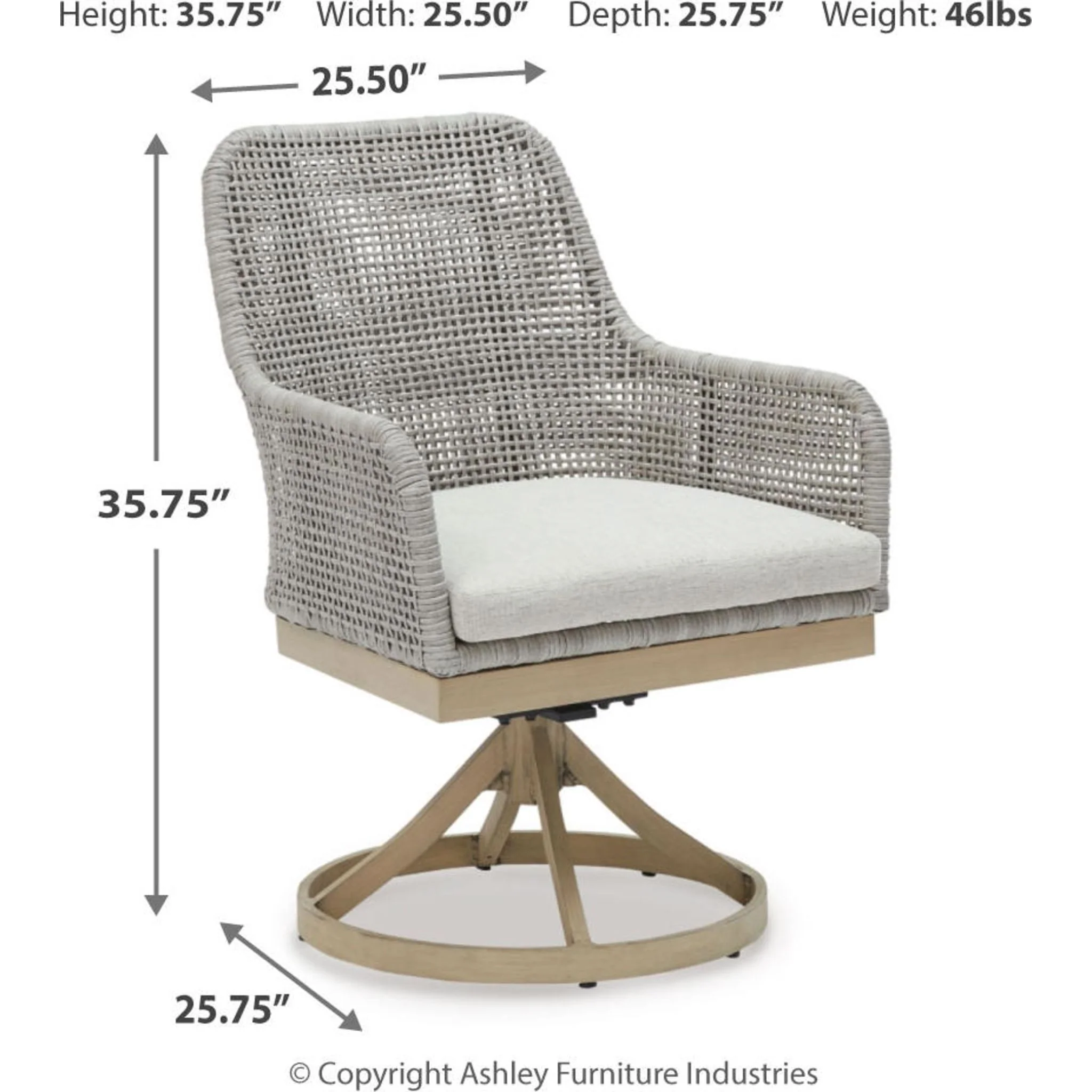 Seton Creek Outdoor Swivel Chair (set of 2) - Gray - Image 5
