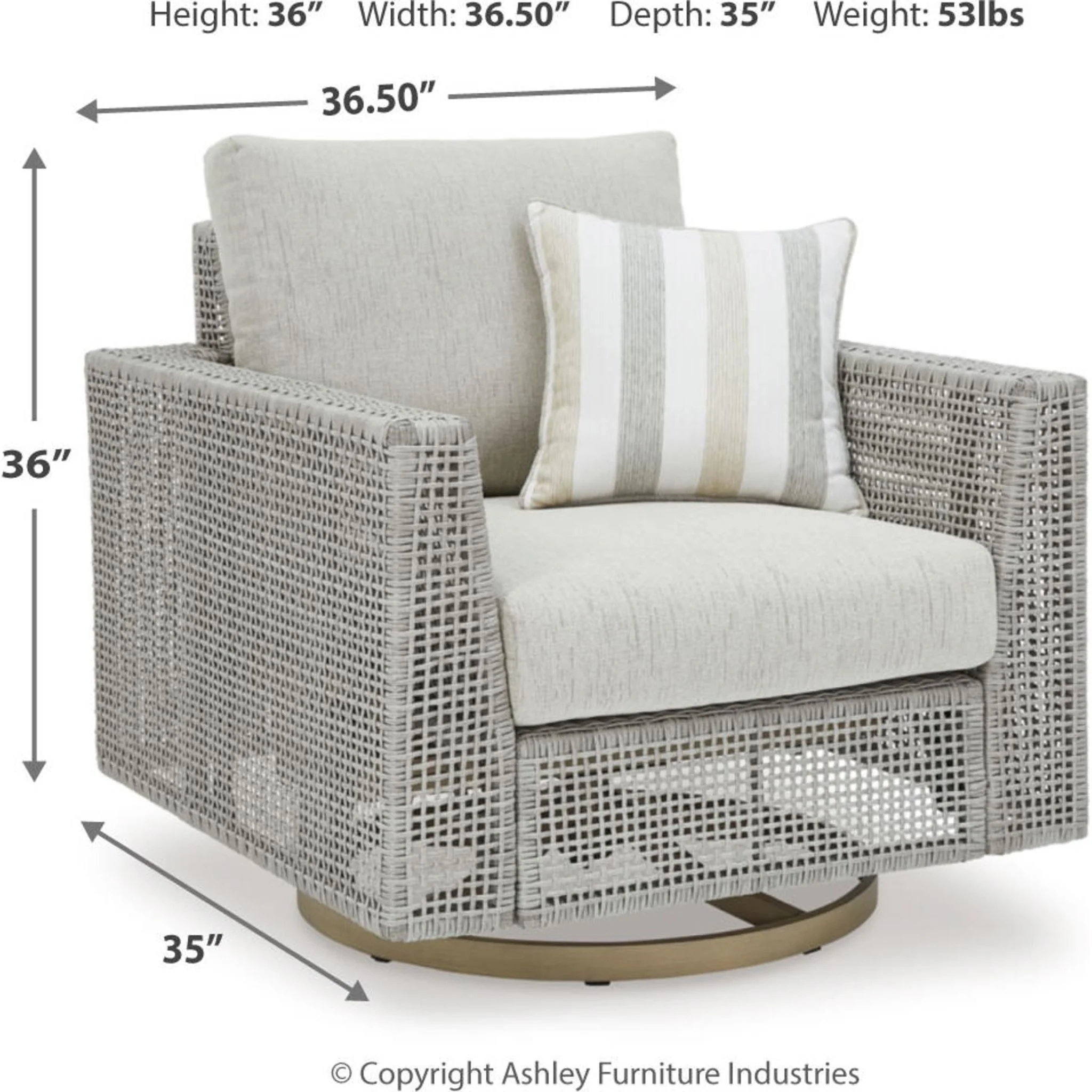 Seton Creek Outdoor Swivel Lounge Chair with Cushion - Gray - Image 5