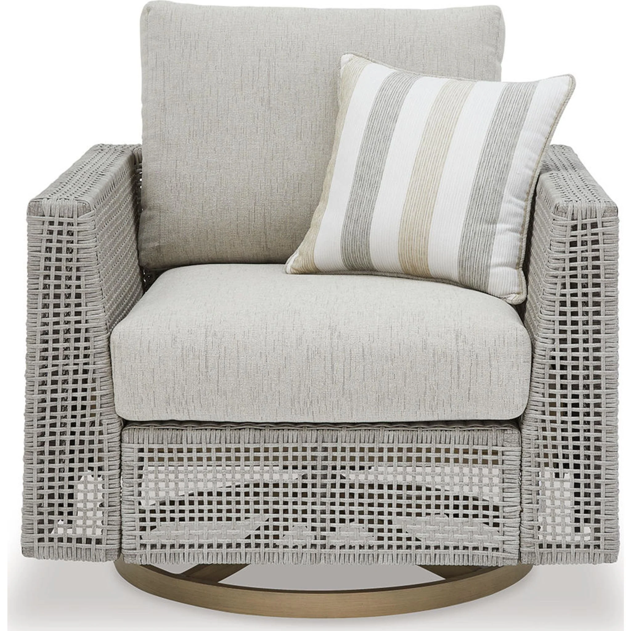 Seton Creek Outdoor Swivel Lounge Chair with Cushion - Gray - Image 7