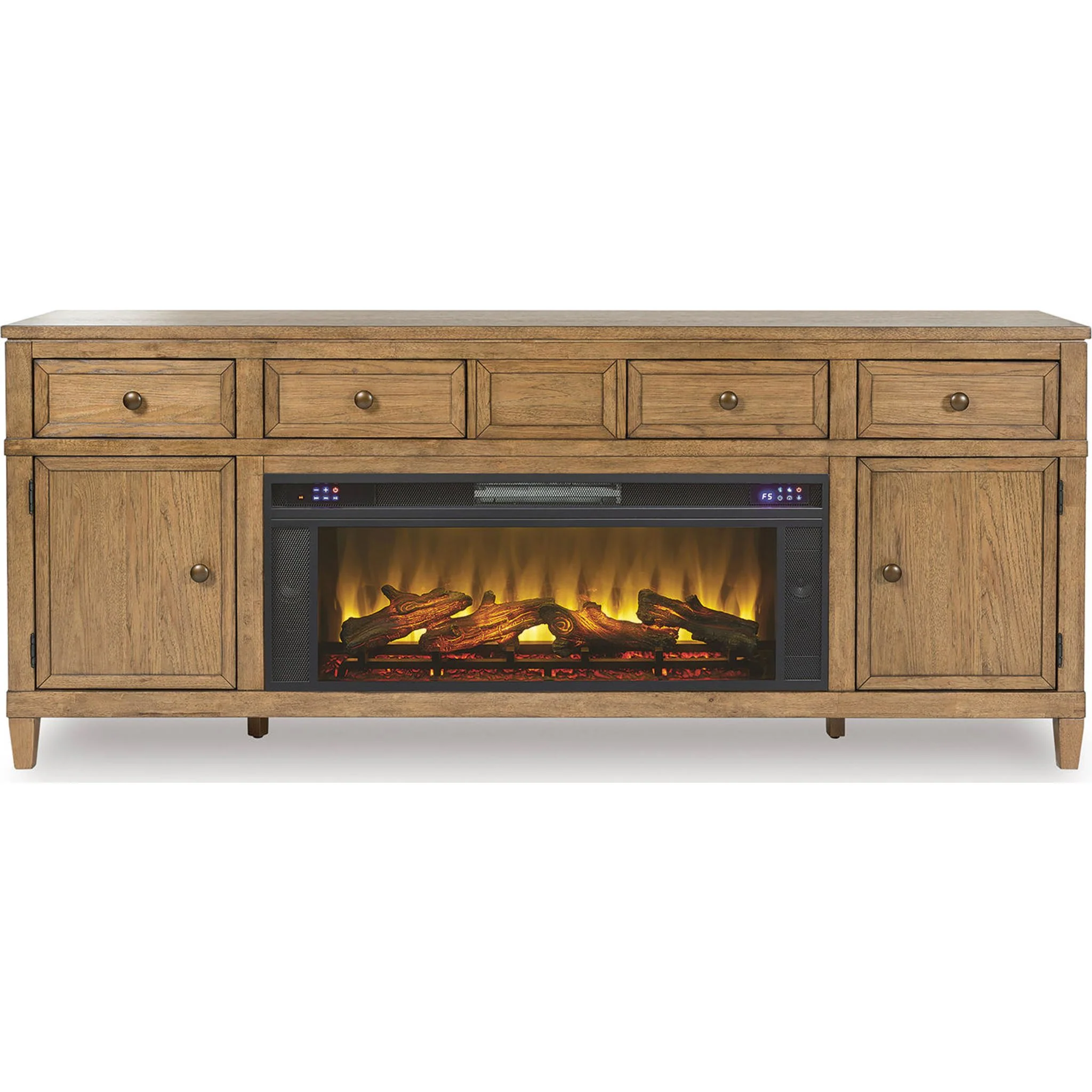 Sharlance TV Stand with Fireplace - Light Brown