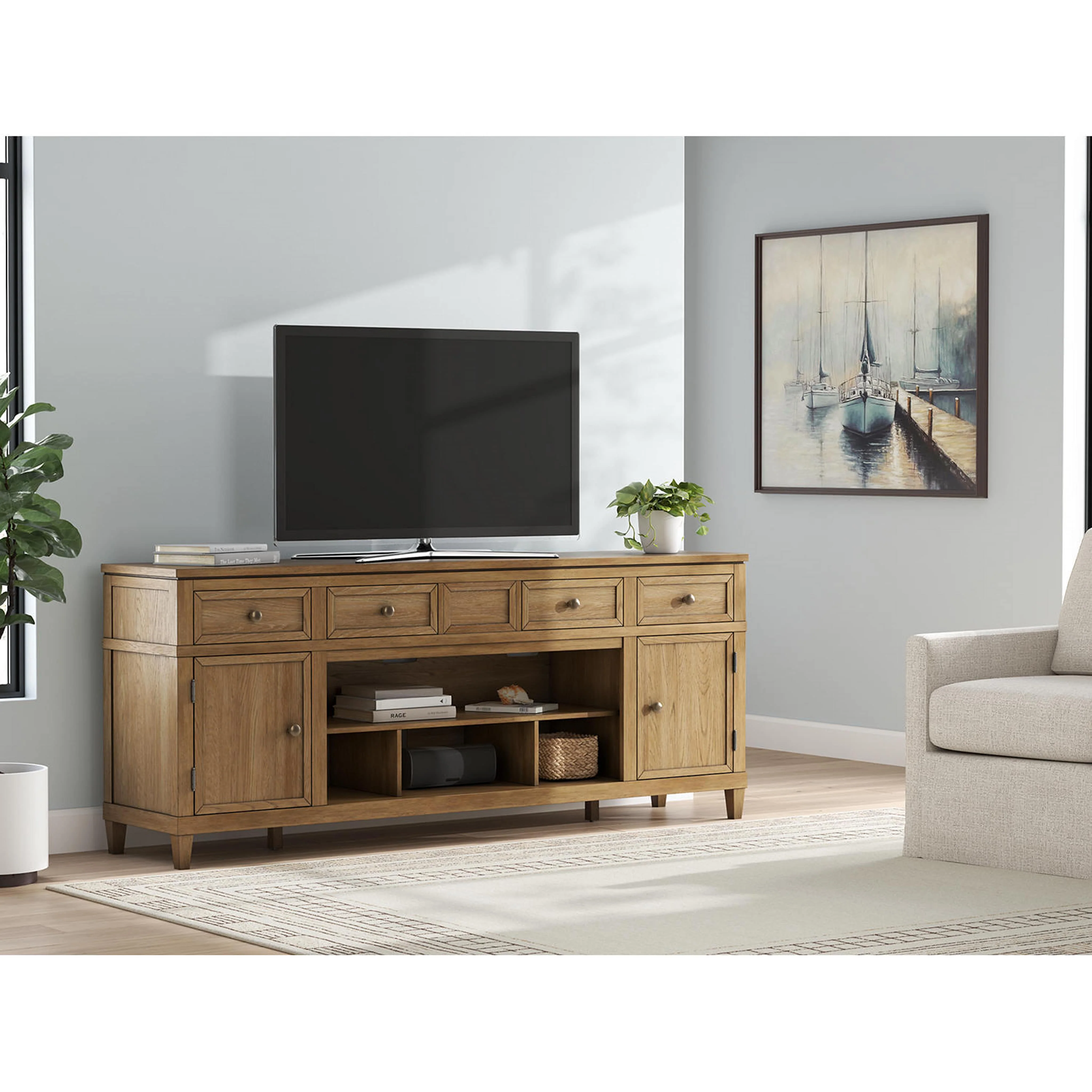 Sharlance TV Stand - Light Brown - Image 2