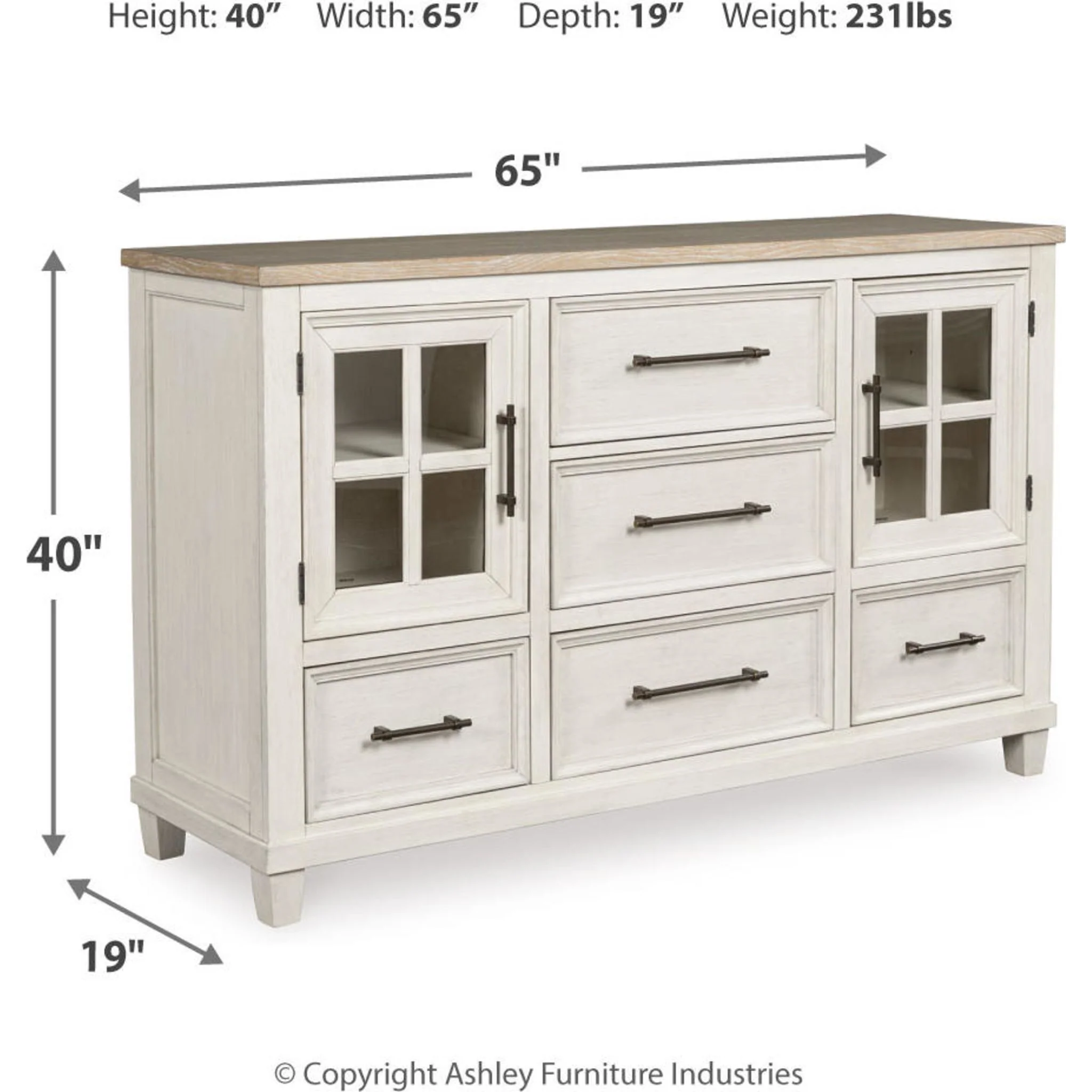 Shaybrock Dresser - Antique White/Brown - Image 3