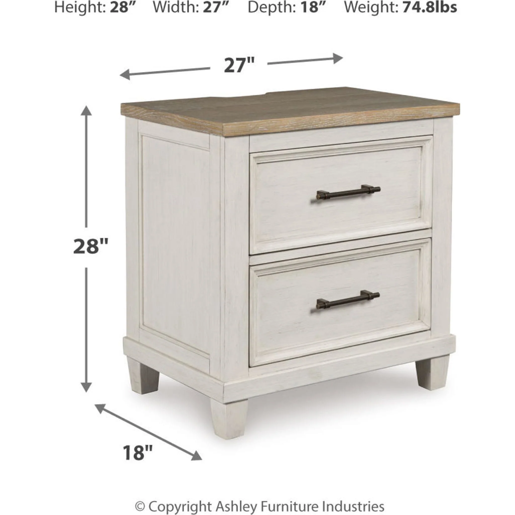 Shaybrock Nightstand - Antique White/Brown - Image 5