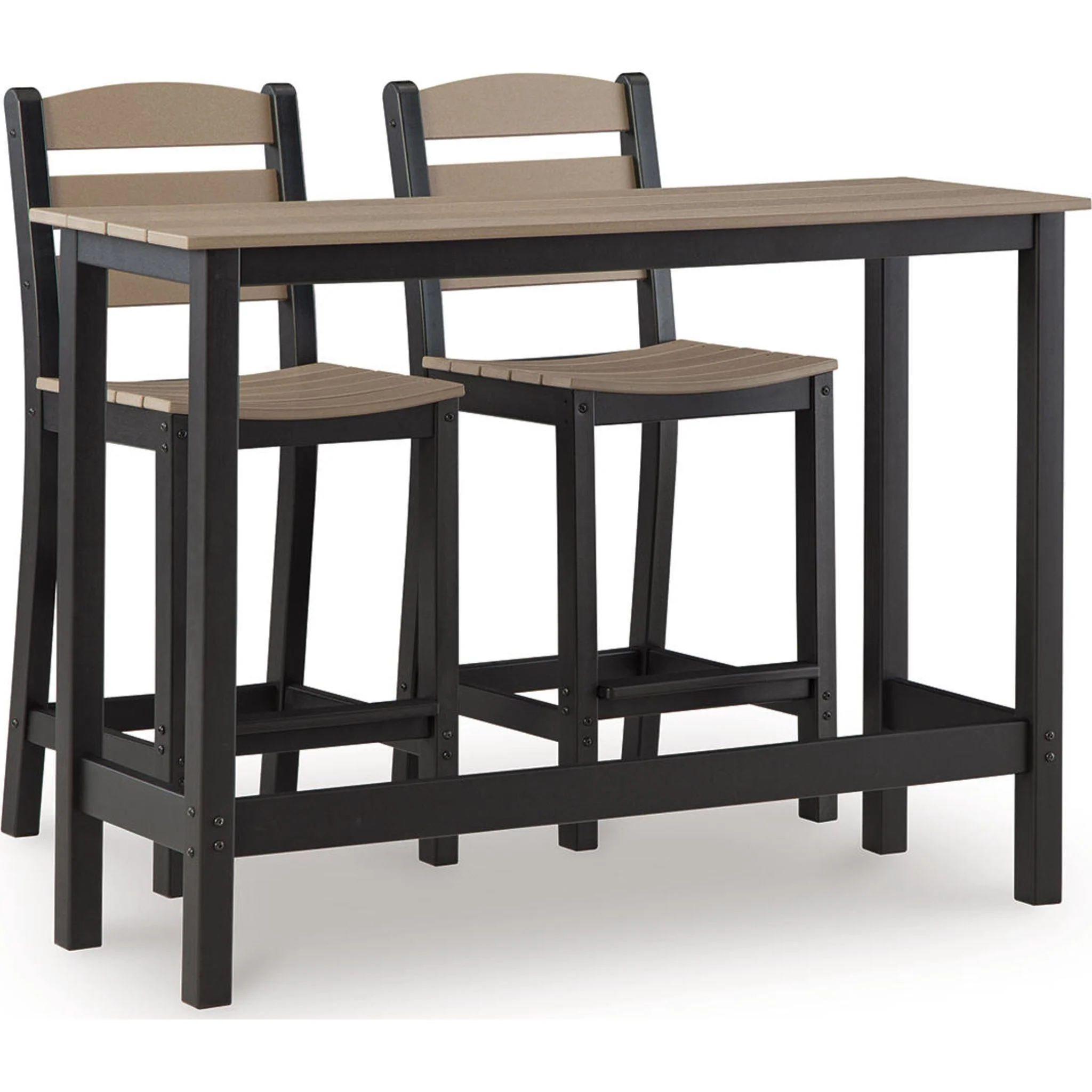 Shoreline Beach 3 Piece Outdoor Bar Set - Black/Beige