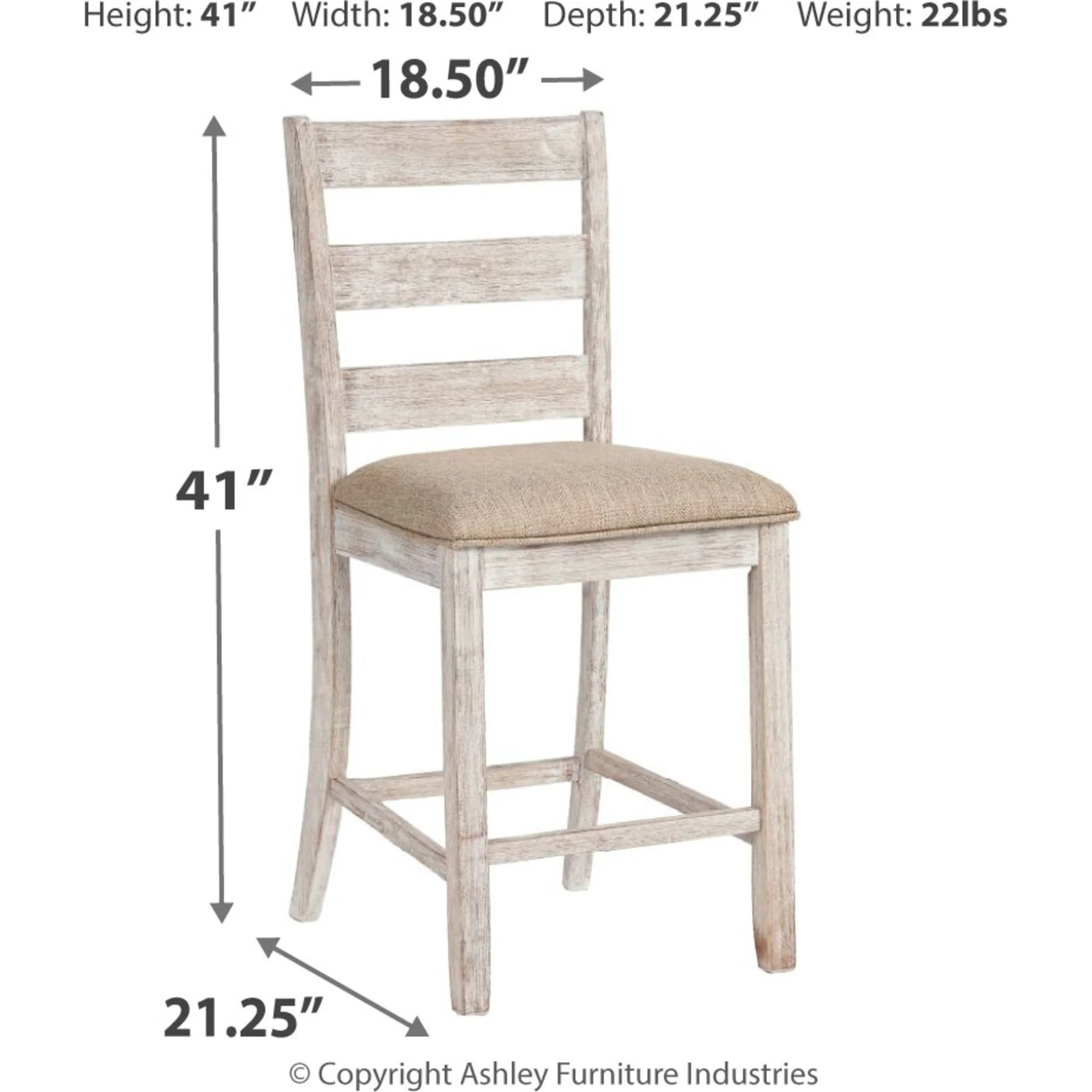 Skempton Counter Height Stool - White/Light Brown - (D394-124) - Image 9