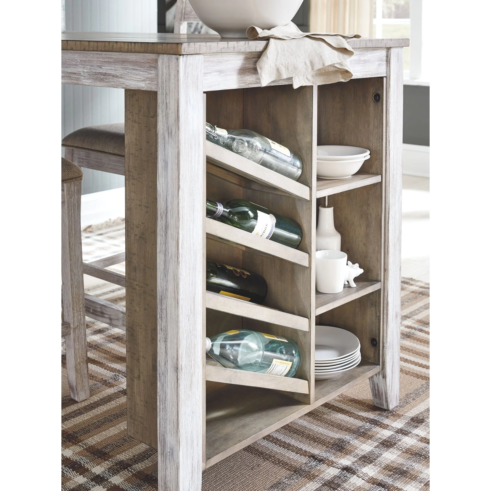 Skempton Counter Height Table - White/Light Brown - (D394-32) - Image 11