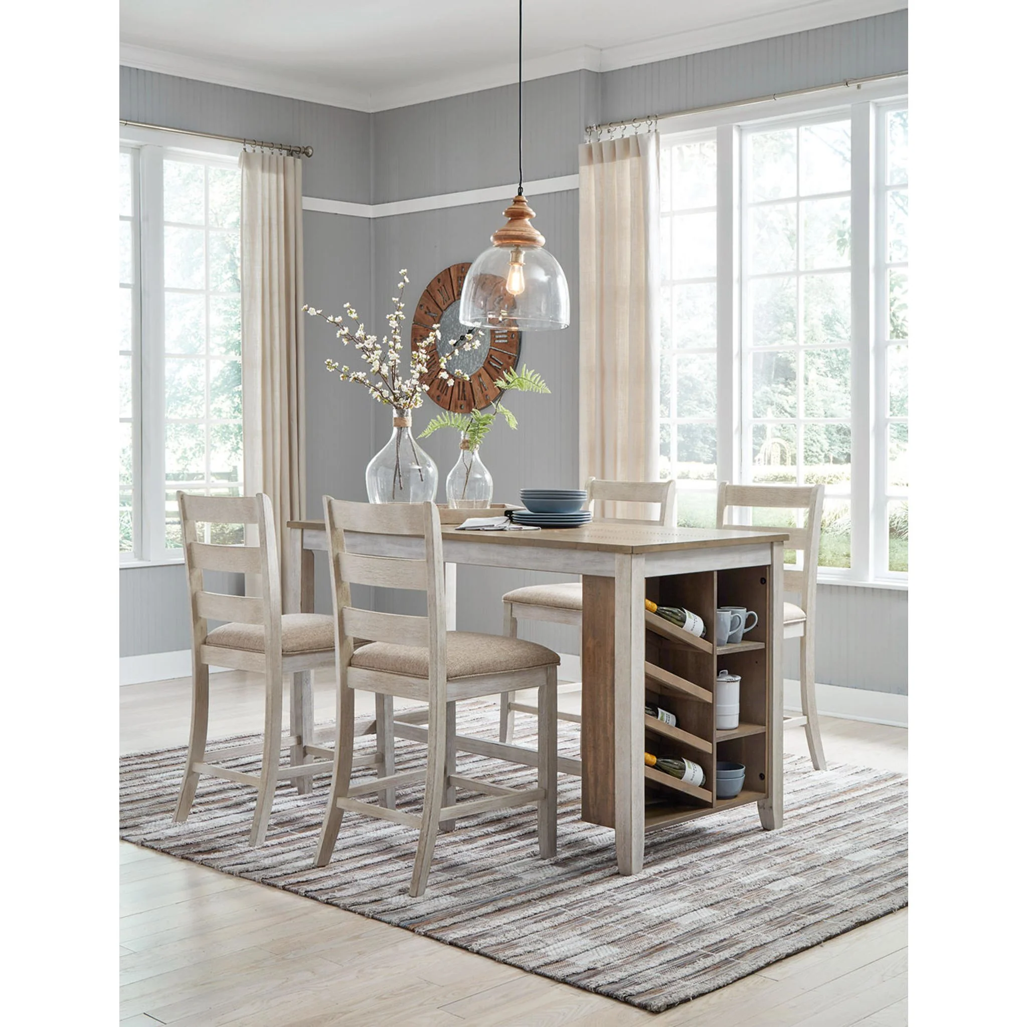 Skempton Counter Height Table - White/Light Brown - (D394-32) - Image 16