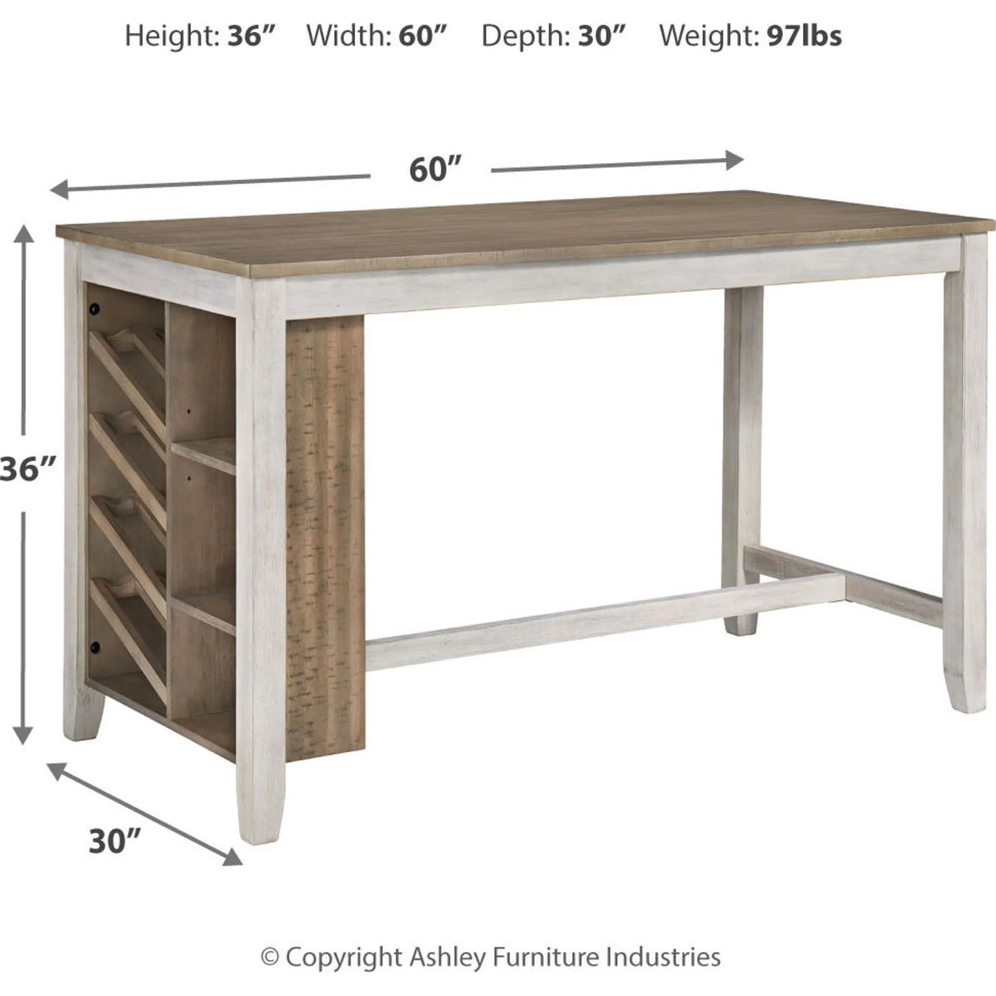 Skempton Counter Height Table - White/Light Brown - (D394-32) - Image 22