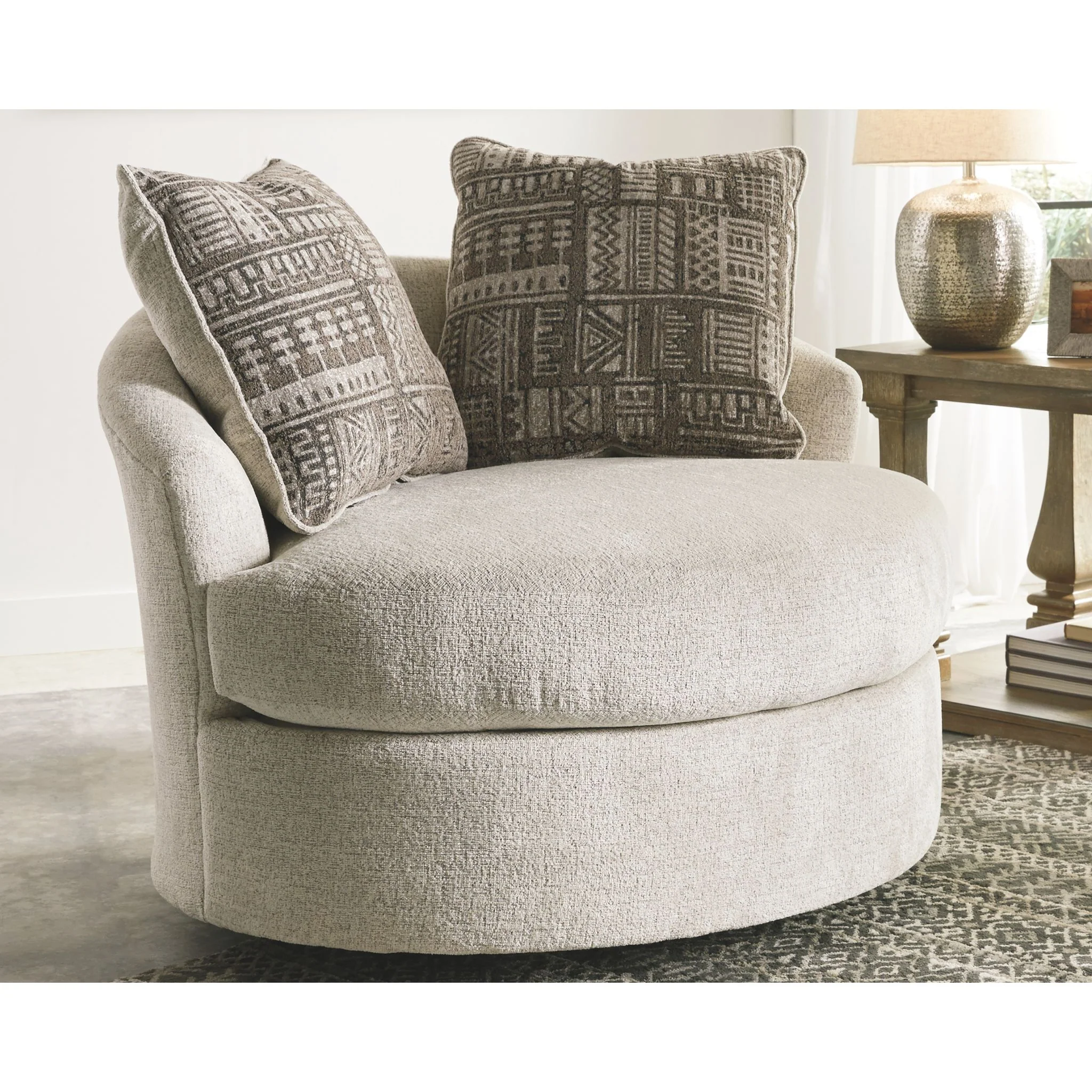 Soletren Swivel Chair - Stone - Image 3