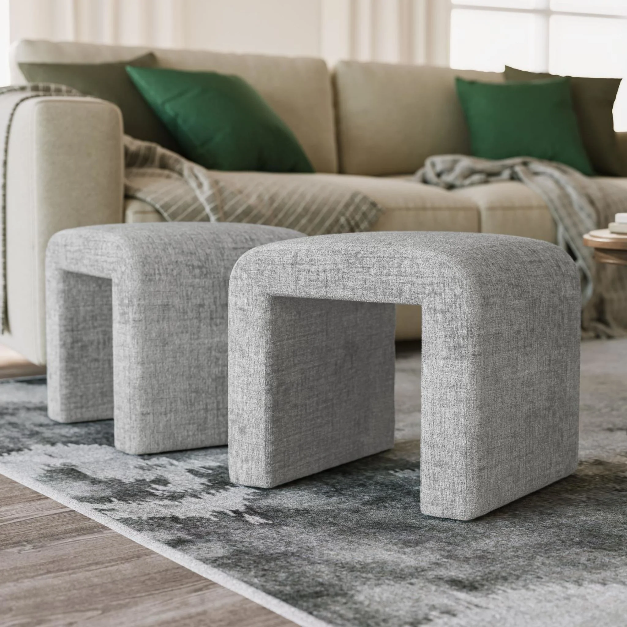 Sophia Bench (Set of 2) - Grey - Image 2