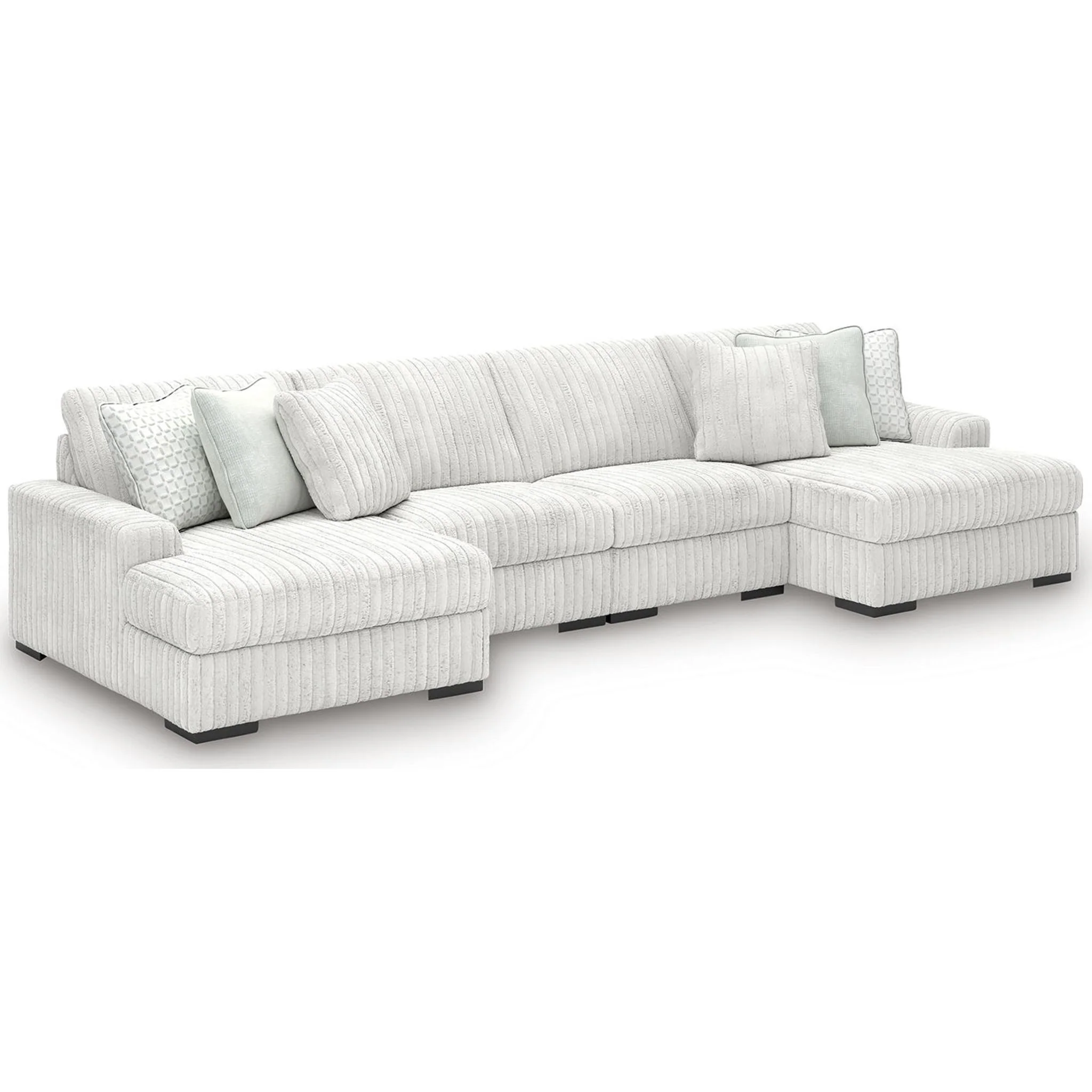 Stupendous 4 Piece Sectional with Double Chaise - Alloy