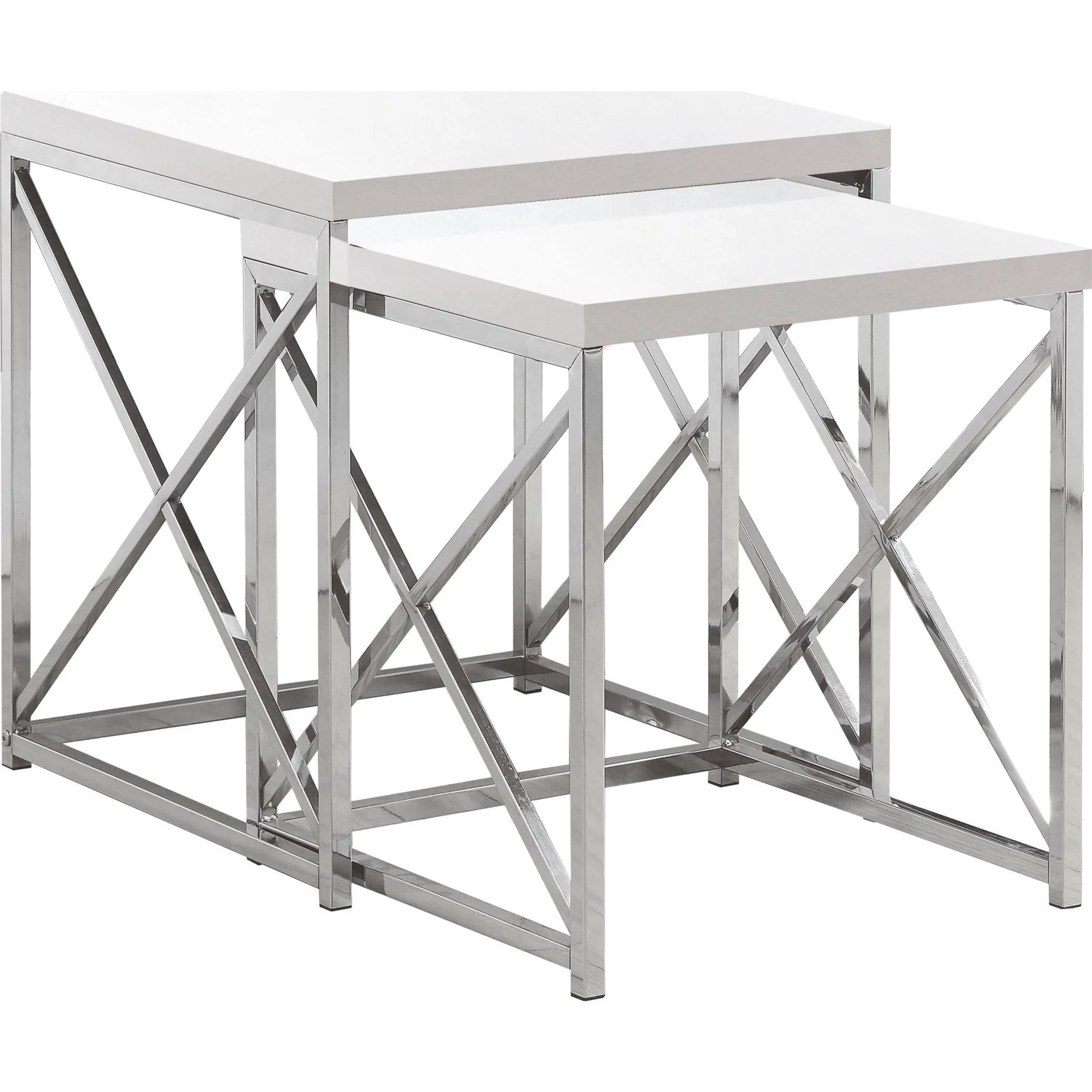 Sturdy X Nesting Table - White